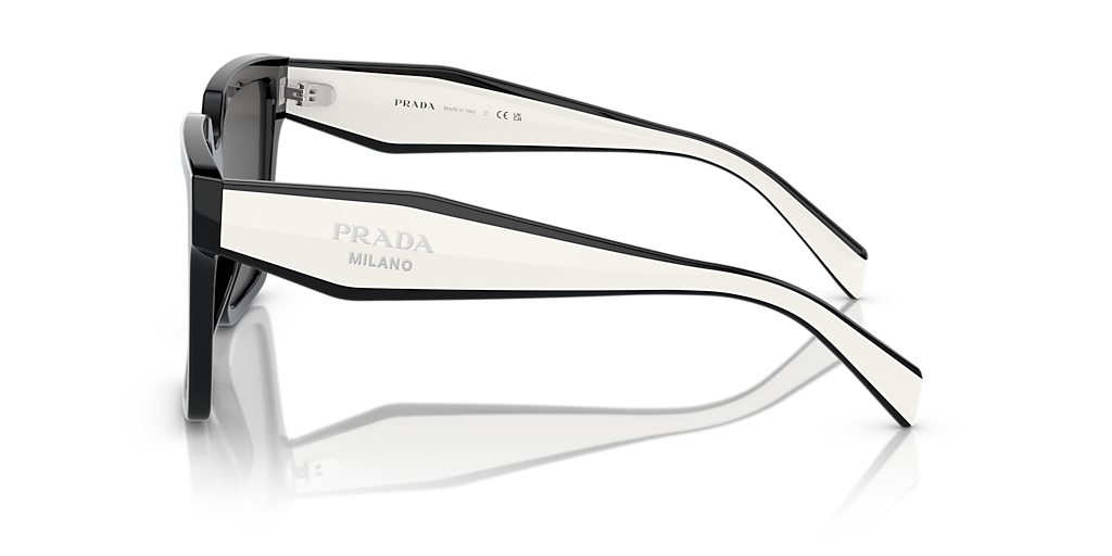 NEW Prada PR24ZS Sunglasses in Black White Prada PR 24ZS 1AB5SO Black White Grey Lenses Women Square  main image 4