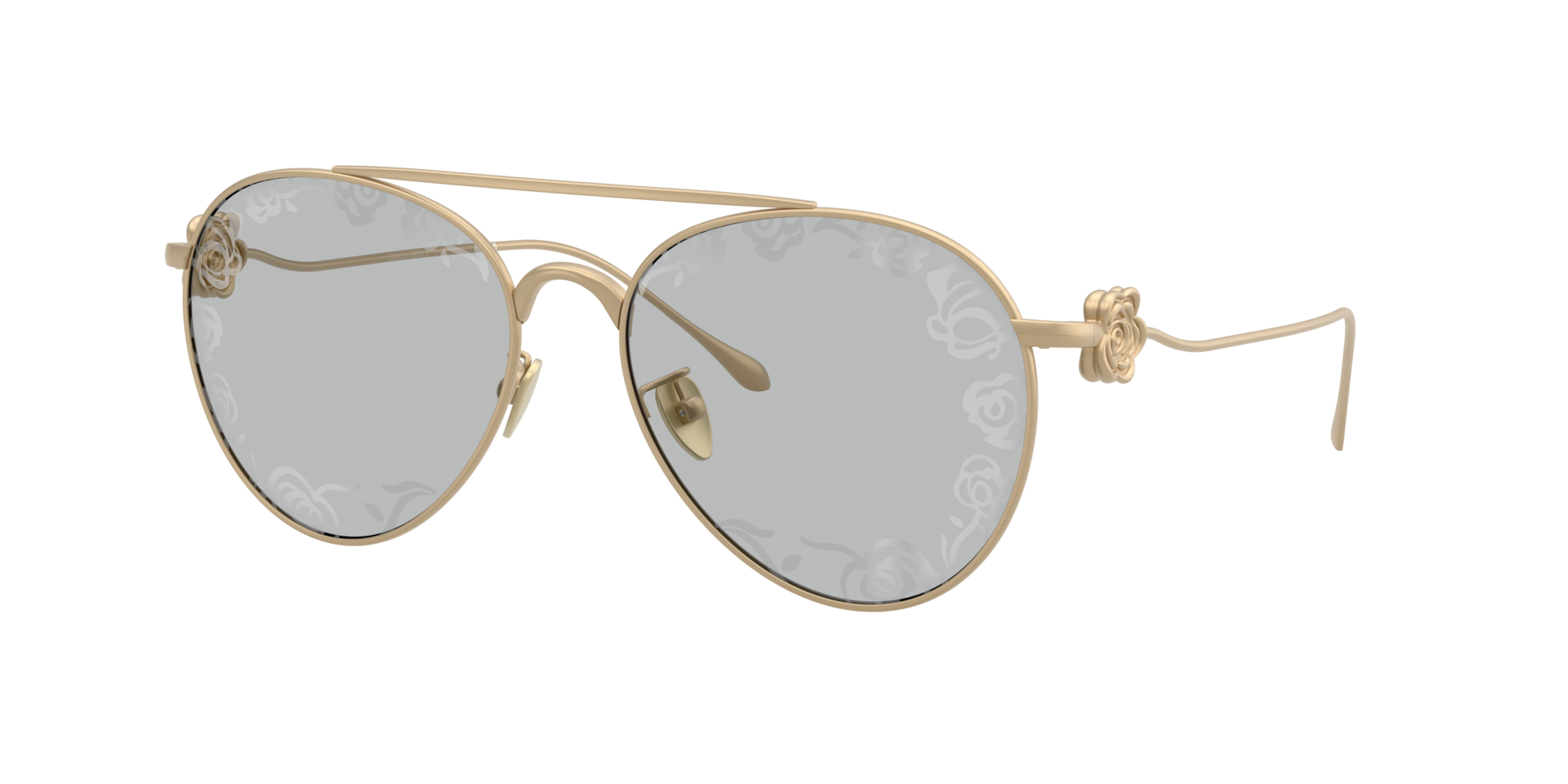 Giorgio Armani Woman Sunglass AR6167 -  Frame color: Matte Pale Gold, Lens color: Light Grey Tampo Flower Silver