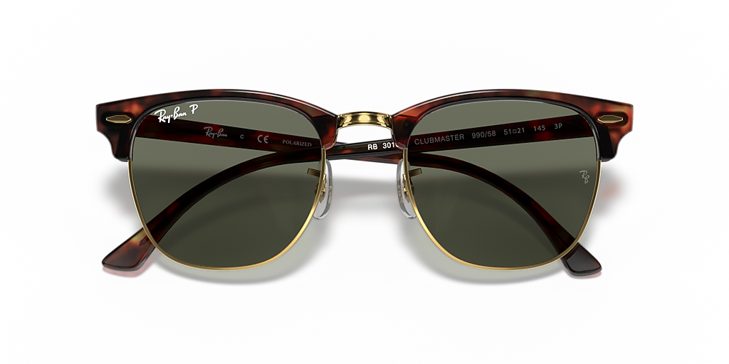 Ray-Ban Clubmaster Classic XL (55 - 19) with Green lenses and