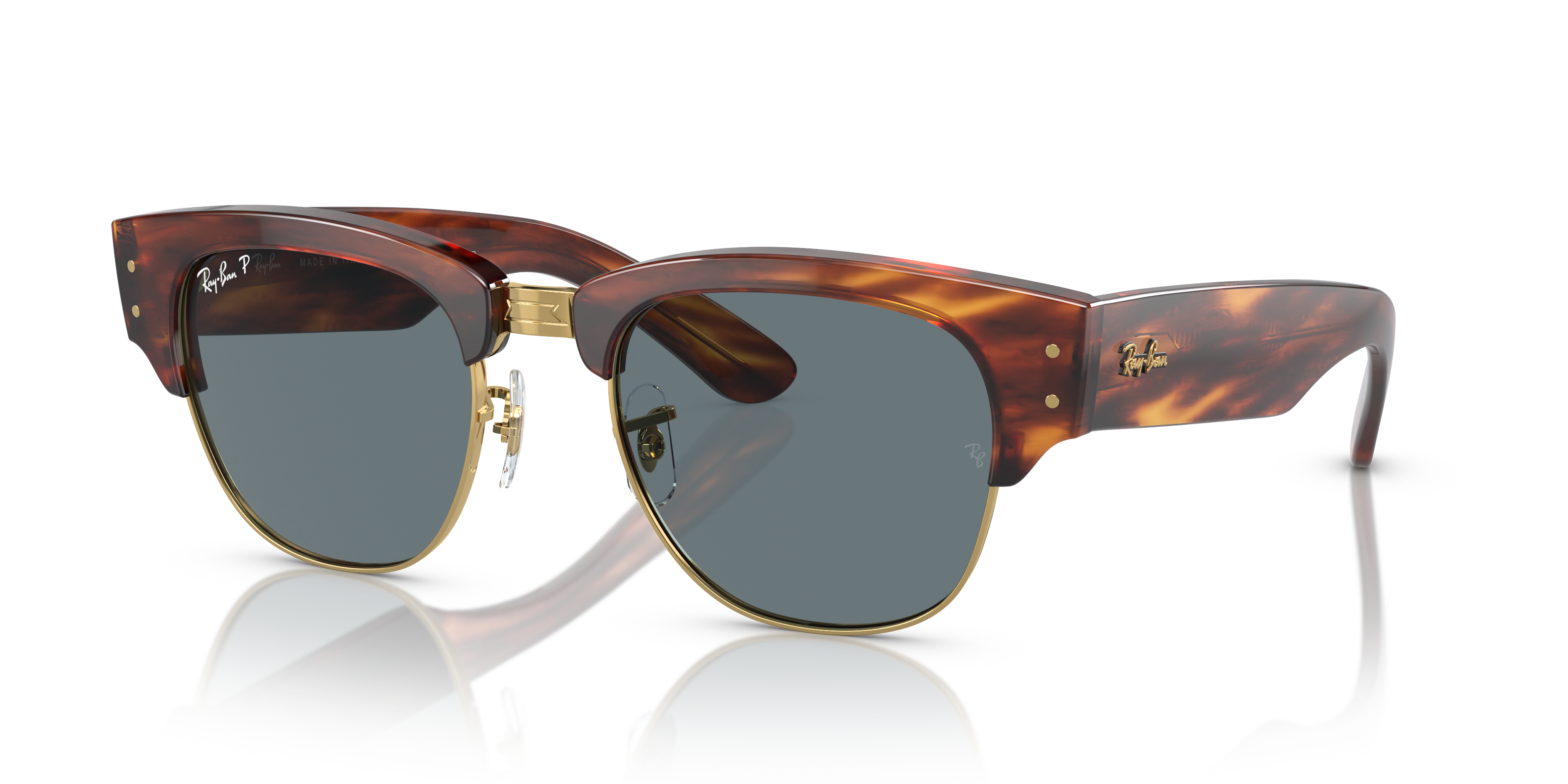 Ray-Ban Mega Clubmaster XL (53 - 21) with Blue lenses and Brown