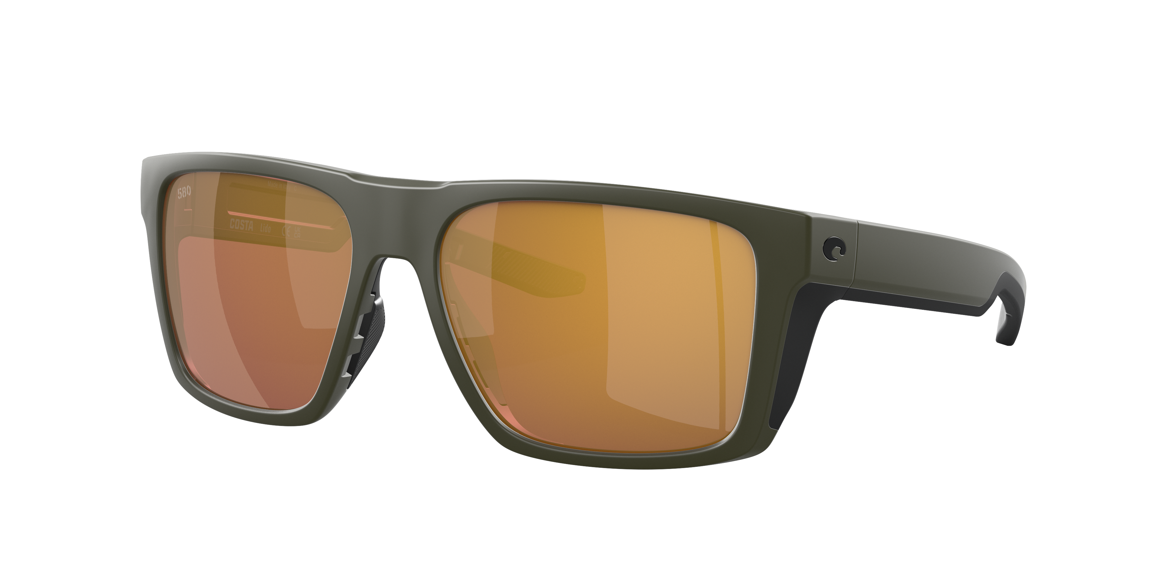 Costa Man Sunglass Lido -  Frame color: Matte Olive, Lens color: Gold Mirror
