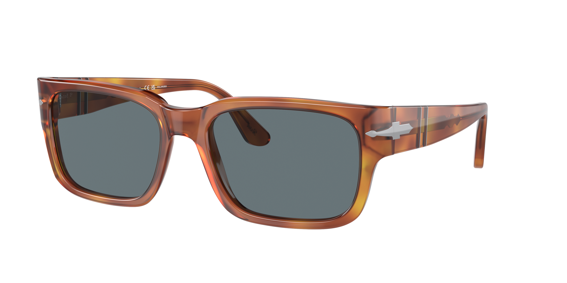 Persol Homme Sunglass PO3315S - Couleur du Monture Terre de Sienne Couleur de Lentille Bleu fonc polaris 148 €