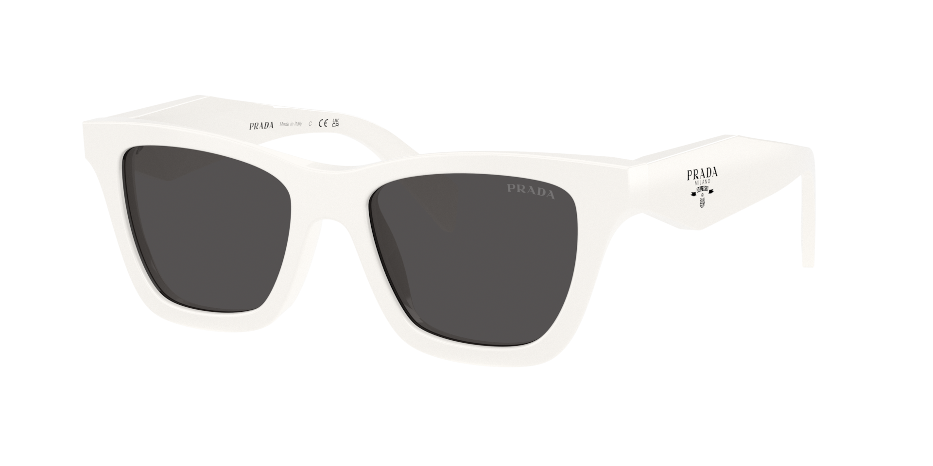 Prada Woman Sunglass PR C07S -  Frame color: Talc, Lens color: Dark Grey