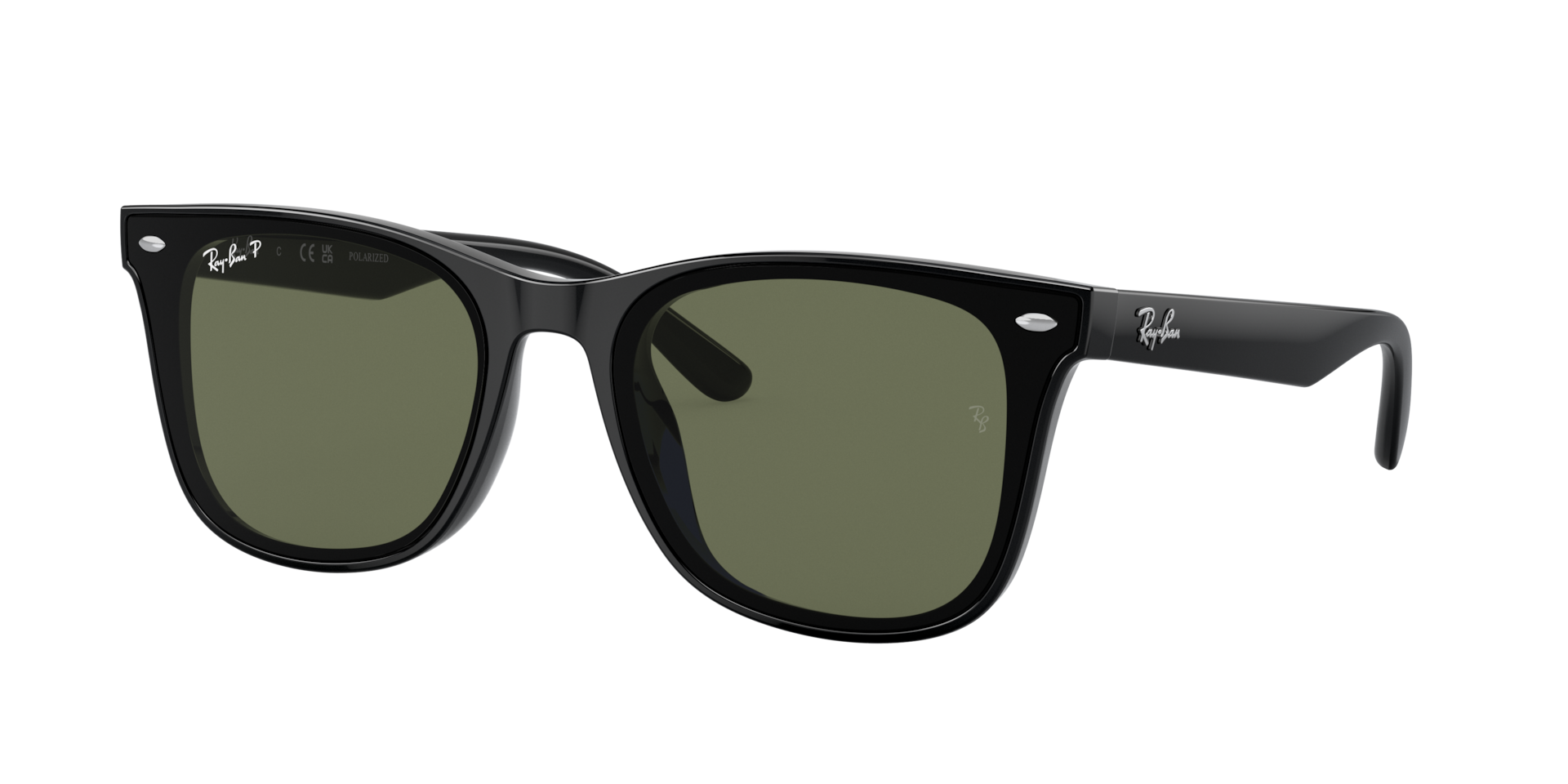 RAY-BAN Unisex Sunglasses RB4391D - Frame color: Black, Lens color: Dark Green Polarized