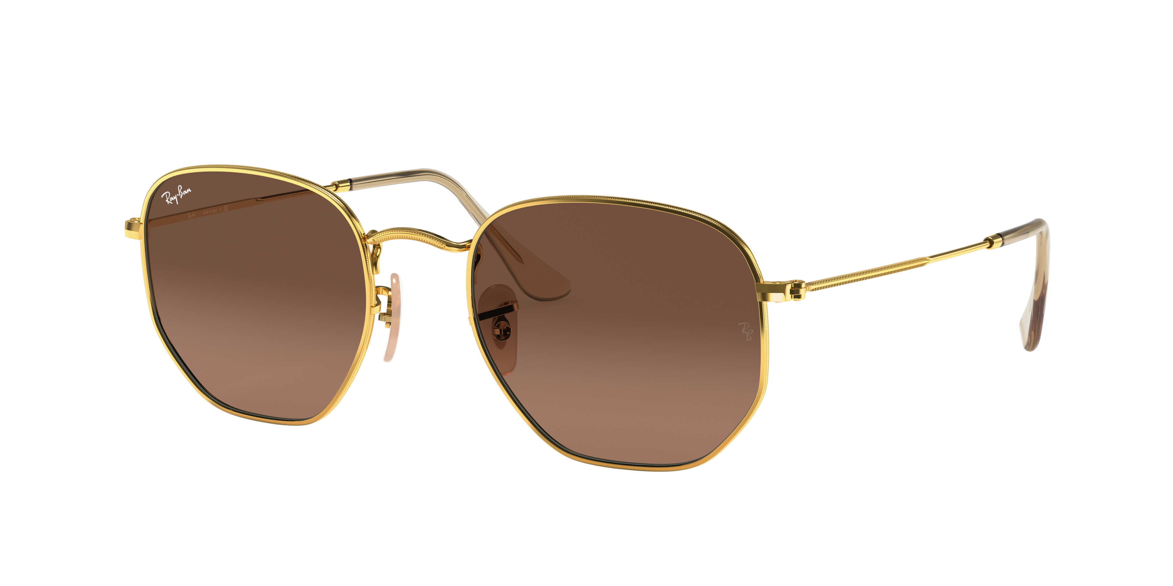 Ray-Ban Hexagonal Flat Lenses M (51 - 21) with Brown lenses and