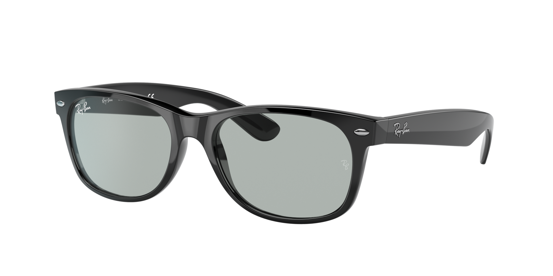 Ray-Ban Unisex Sunglass New Wayfarer Classic - Rahmenfarbe: Schwarz, Linsenfarbe: Hellgrau