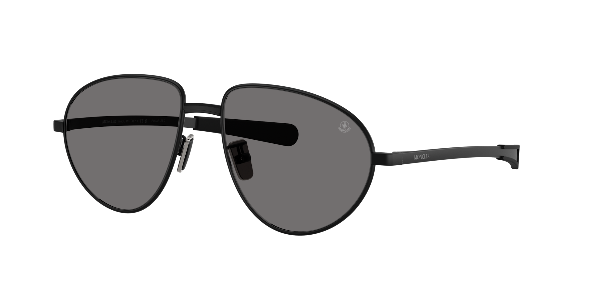 Moncler Unisex Sunglass VIZLA -  Frame color: Matte Black, Lens color: Dark Grey Solid Polarized