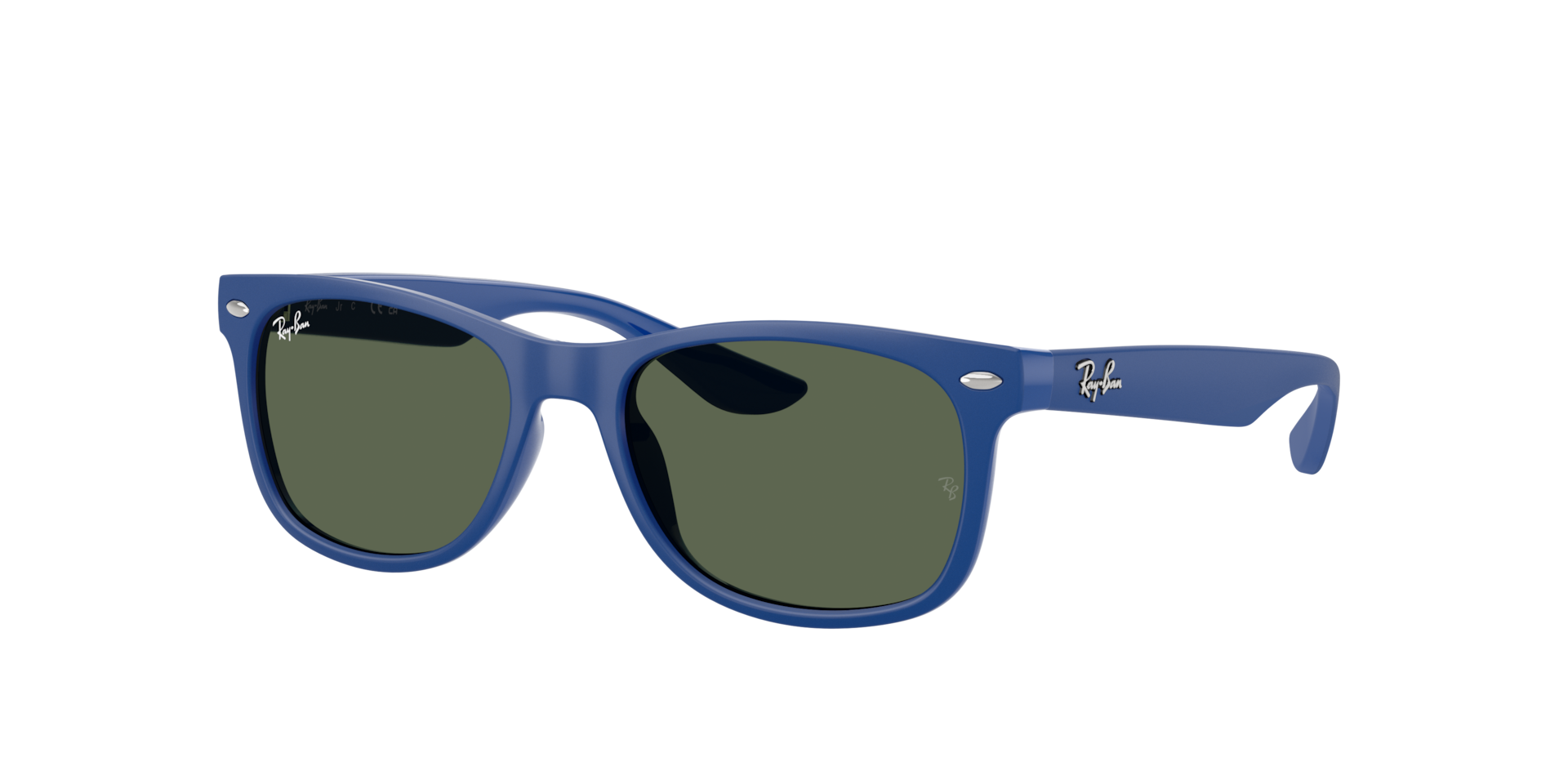RAY-BAN Unisex Sunglasses RB9052SF Junior New Wayfarer Kids  -  Frame color: Rubber Blue, Lens color: Dark Green
