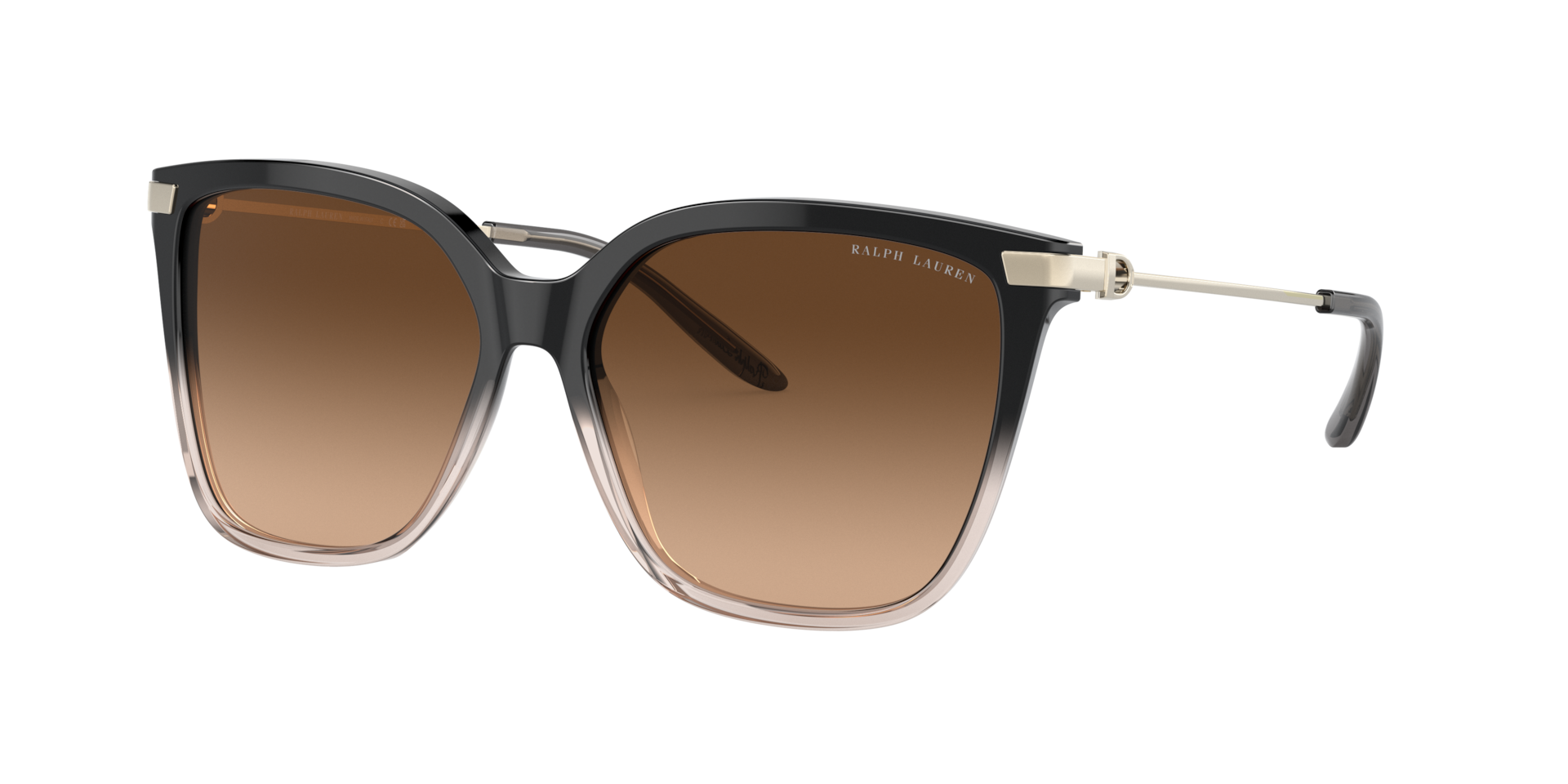 Ralph Lauren Woman Sunglass The Jacquie -  Frame color: Shiny Grad Black/Transp Beige, Lens color: Brown Gradient