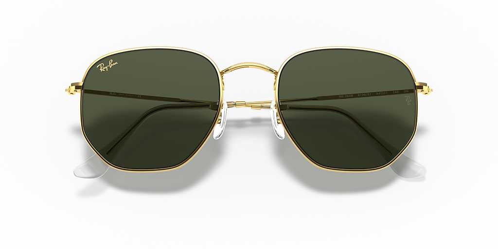 Ray-Ban Hexagonal XL (54 - 21) with Green lenses and Gold frame