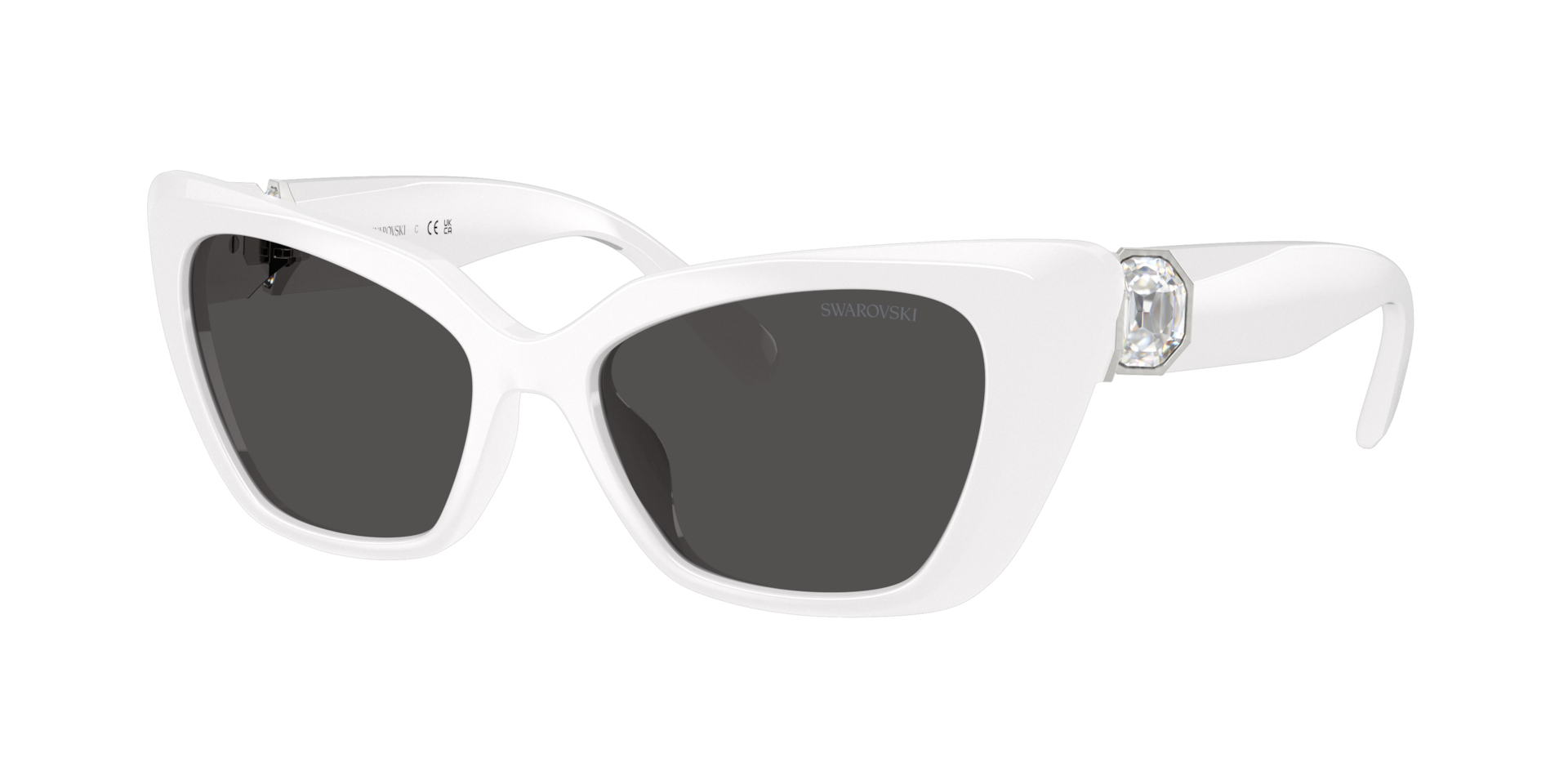 Swarovski White/Grey Sk6047 105087 Woman Sunglasses Injected Cat Eye Normal - Image 2