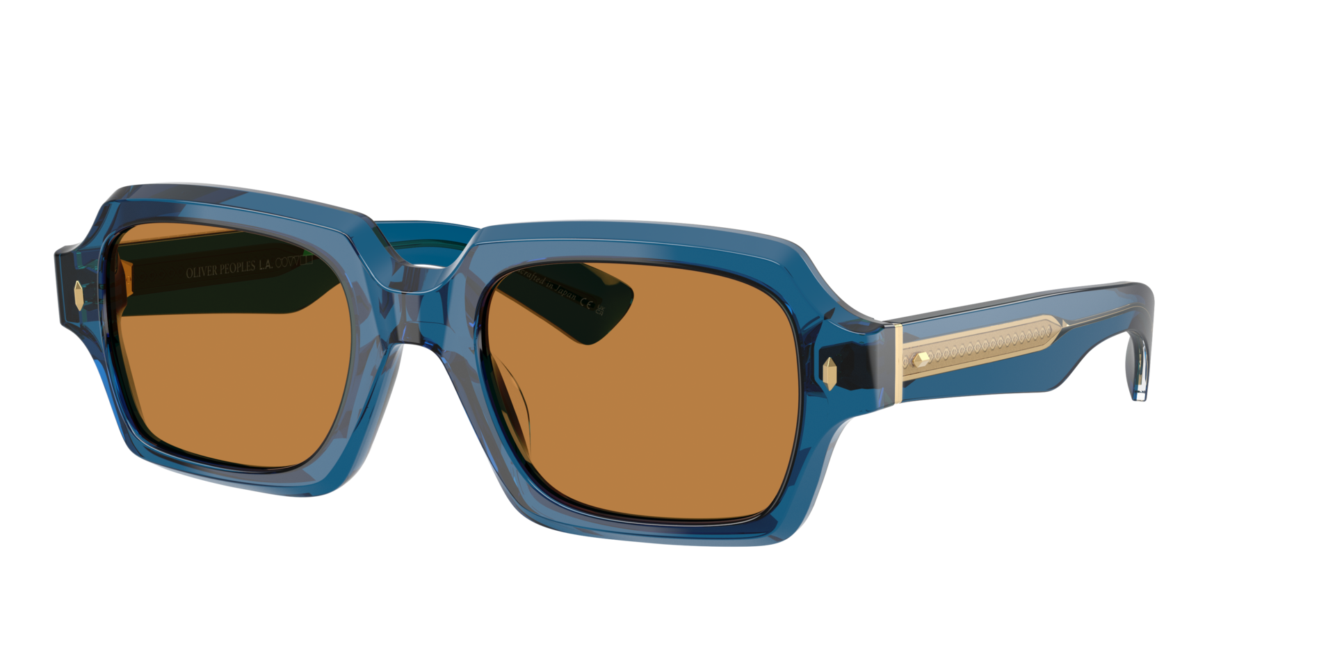 Oliver Peoples Vrouwelijk Sunglass OV5539SU Devaney 18k - Framekleur: Doorschijnend blauw, Lenskleur: Cognac