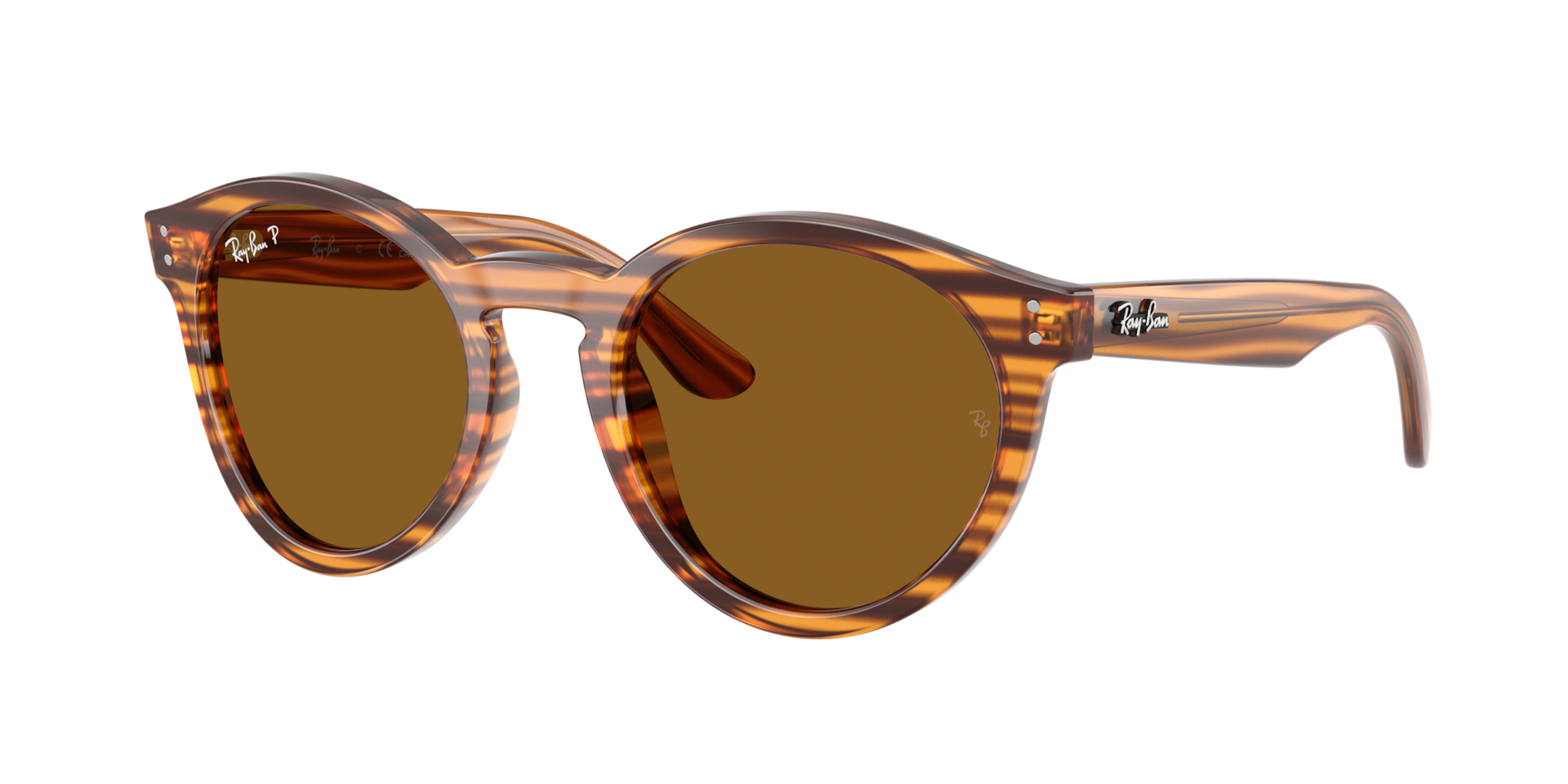 Ray-Ban Unisex Sunglass 2180 Reverse -  Frame color: Striped Havana, Lens color: Dark Brown Polarized