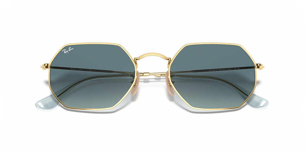 Ray-Ban Octagonal Classic L (53 - 21) with Blue lenses and Gold