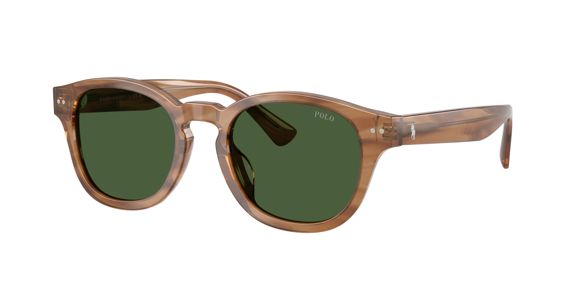 Polo Ralph Lauren Homme Sunglass PH4253U - Couleur du Monture: Brun clair rayé brillant, Couleur de Lentille: Vert bouteille