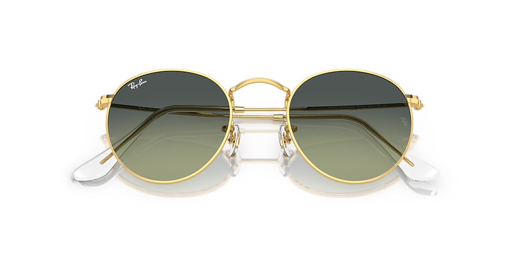 Ray-Ban Round Metal S (50 - 21) with Green lenses and Gold frame