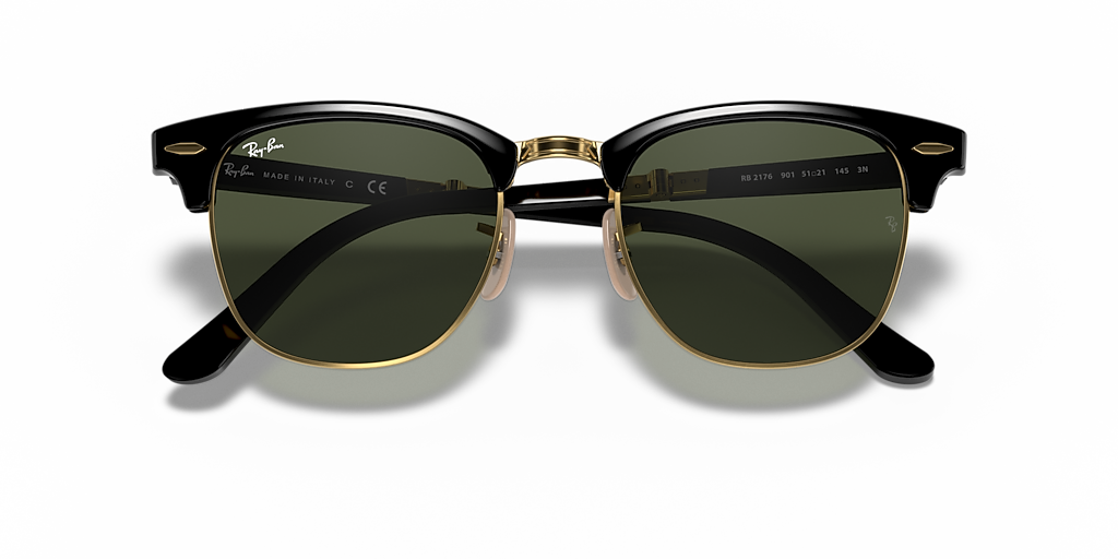 Ray-Ban Clubmaster Folding L (51 - 21) with Green lenses and Black