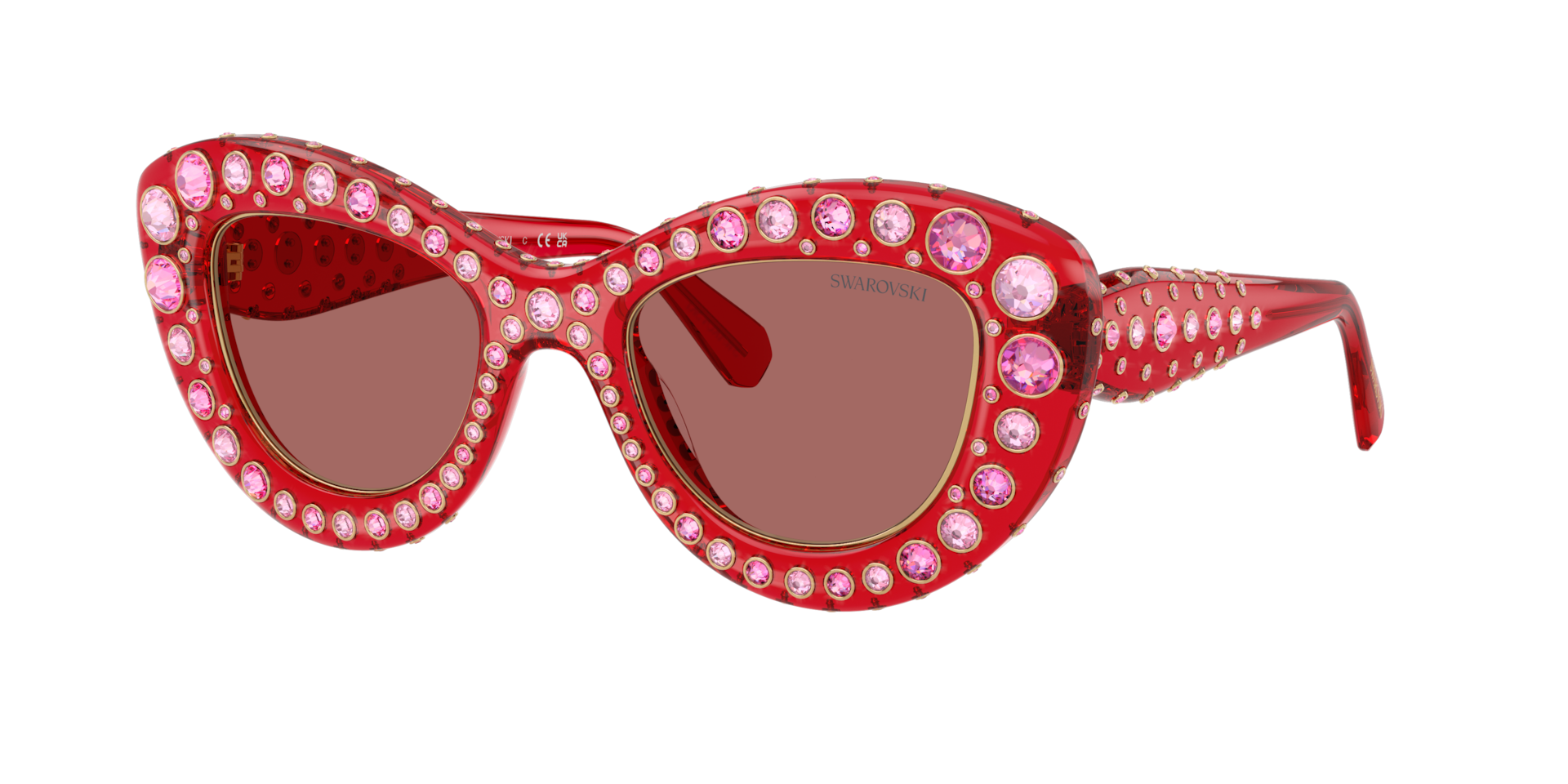 Swarovski Woman Sunglass SK6060 -  Frame color: Transparent Red, Lens color: Dark Violet