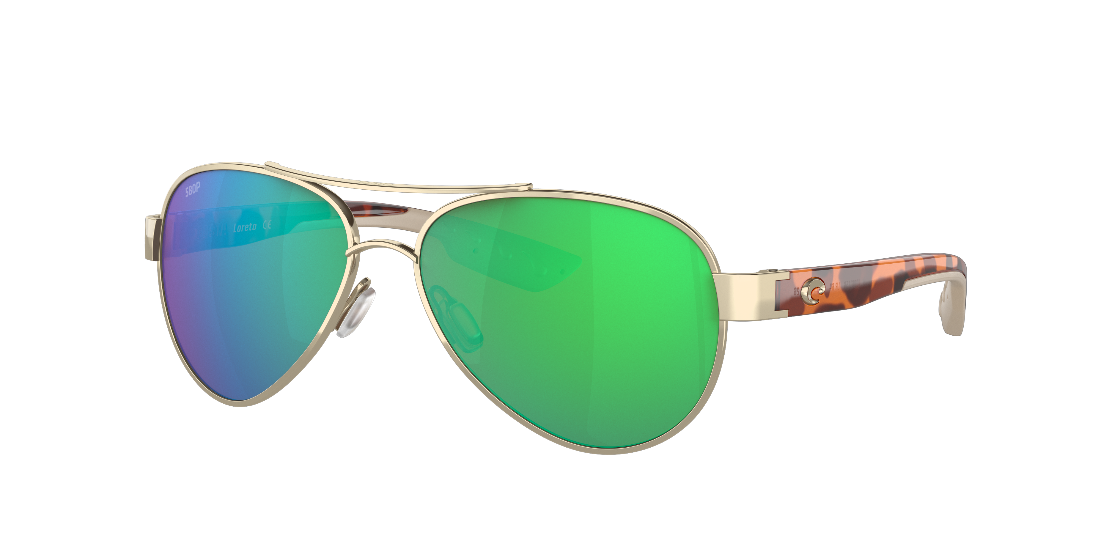 Costa Unisex Sunglass Loreto -  Frame color: Rose Gold, Lens color: Green Mirror