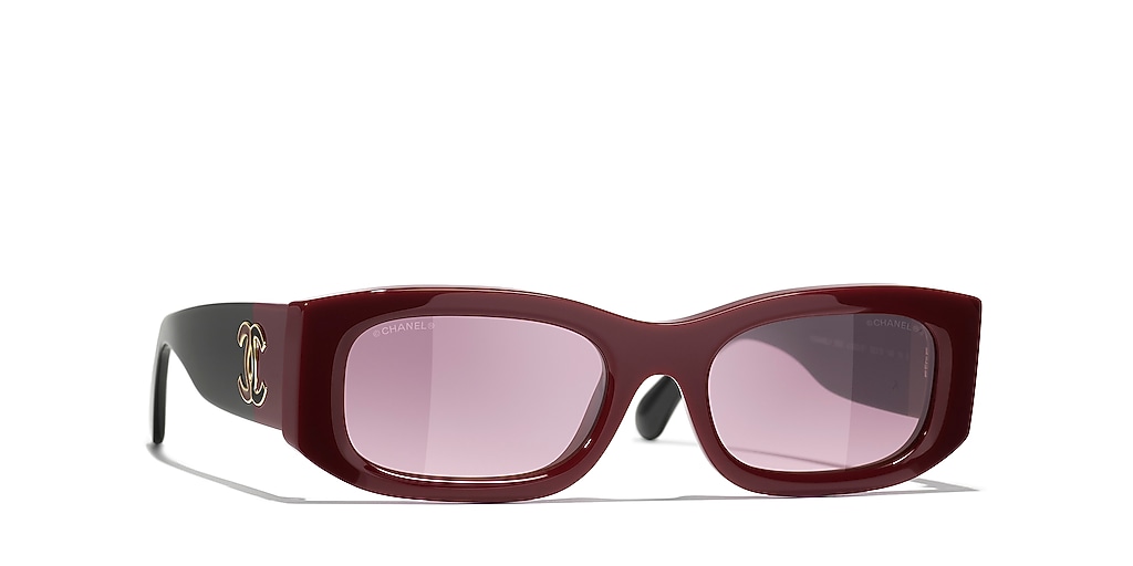 Chanel Rectangle Sunglasses CH5525 M (52 - 19) with Red lenses and