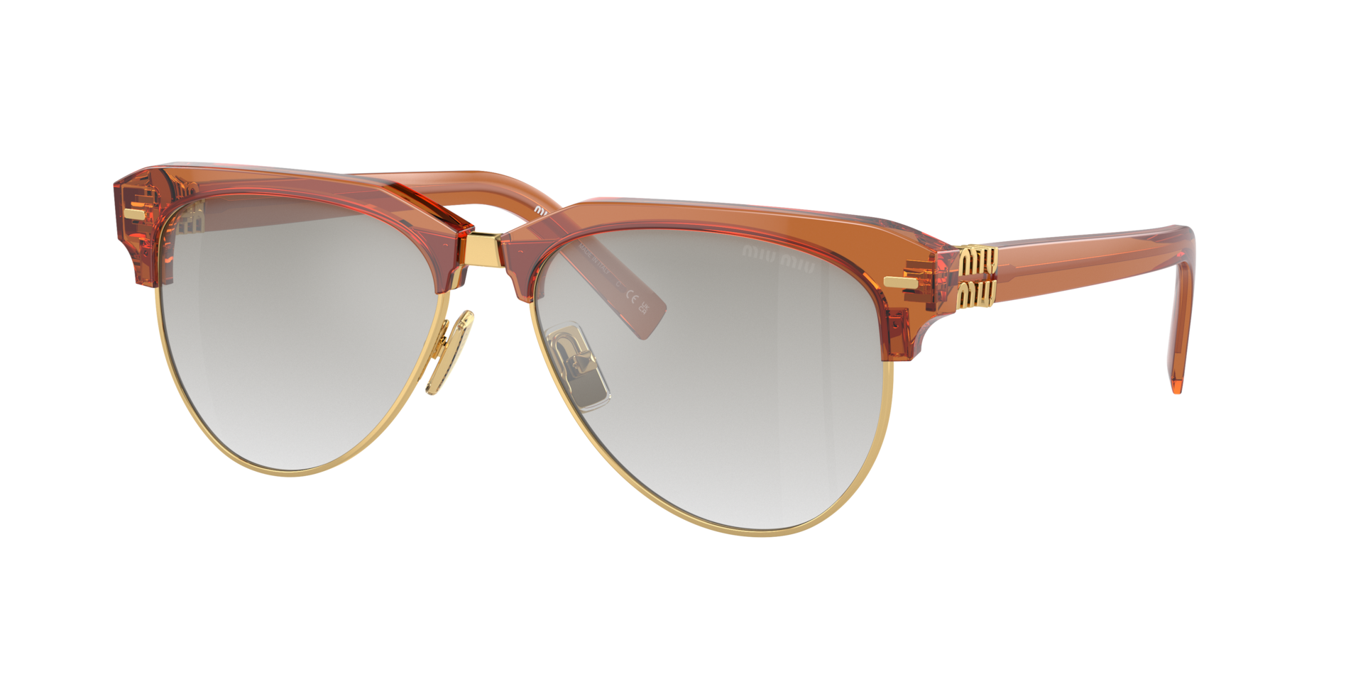 Miu Miu Femme Sunglass MU 09ZS - Couleur du Monture Caramel Couleur de Lentille Dgrad Argent Incolore 287 €
