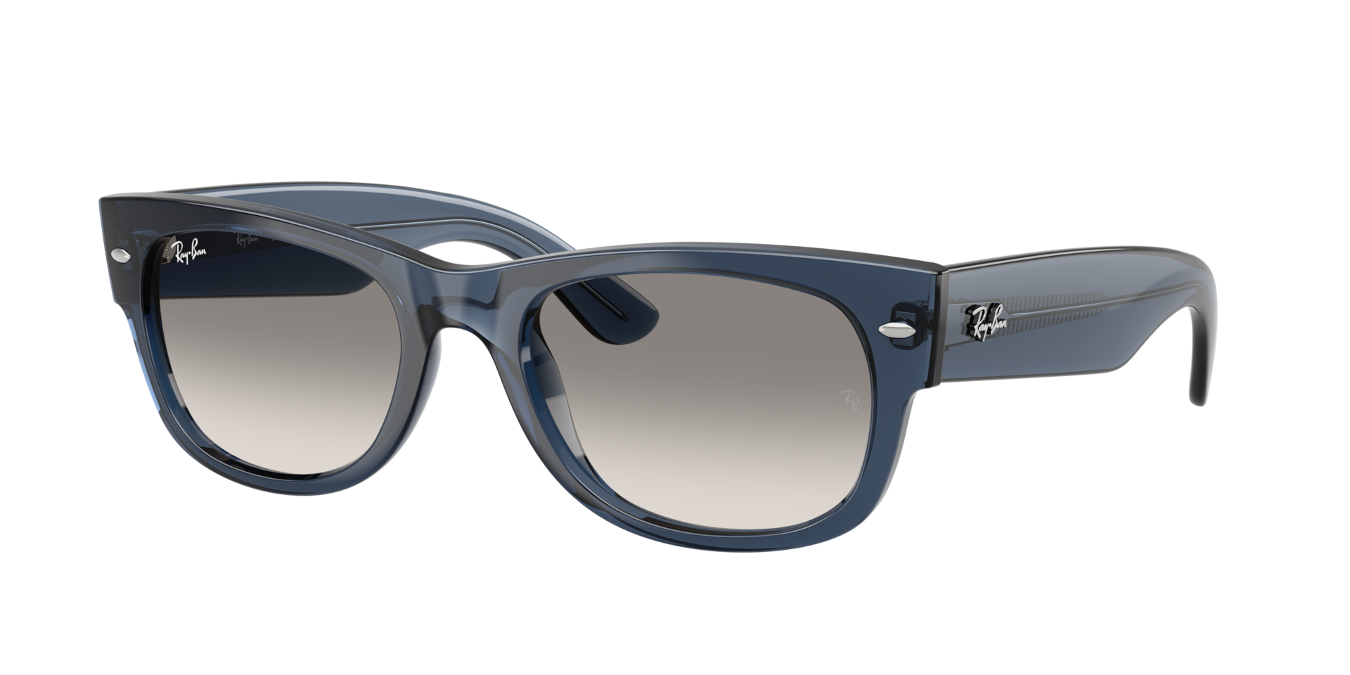 Ray-Ban Unisex Sunglass Mega Wayfarer II - Frame color: Transparent Dark Blue, Lens color: Clear Gradient Grey