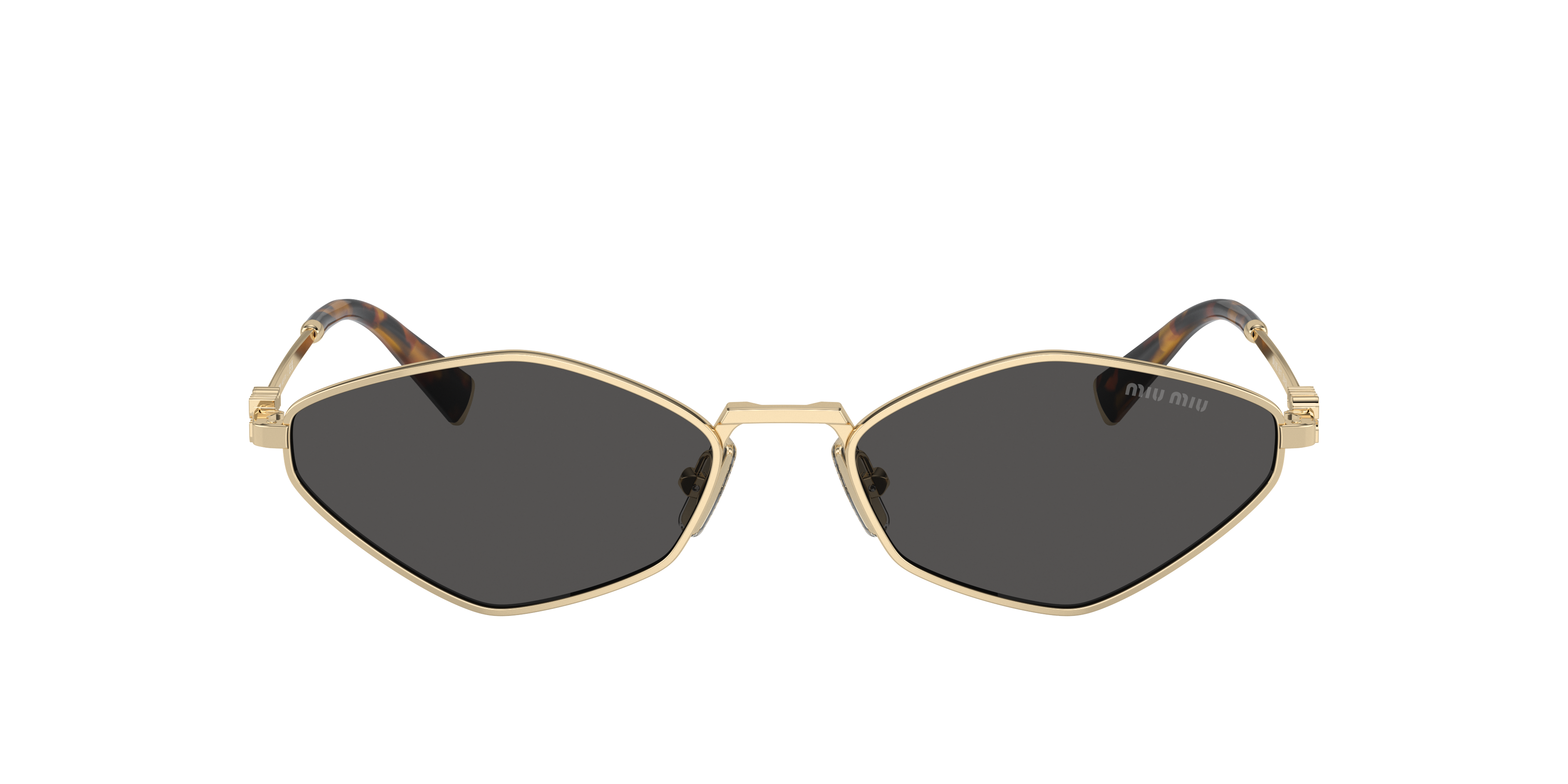 【Miu♡】 Miu Miu MU 56ZS L (56 - 17) com Lentes Cinza e Armação Ouro