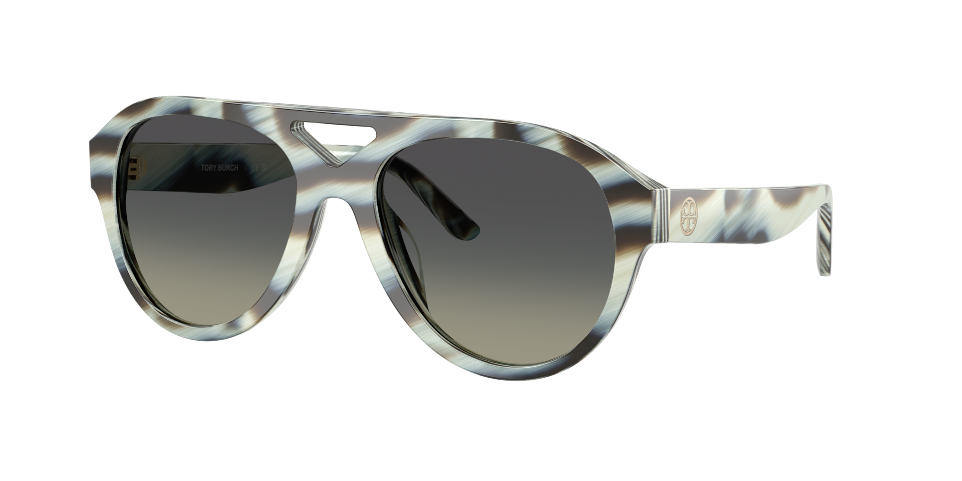 Tory Burch Woman Sunglass TY7233U -  Frame color: Blue Ivory Horn, Lens color: Light Grey Gradient Dark Grey