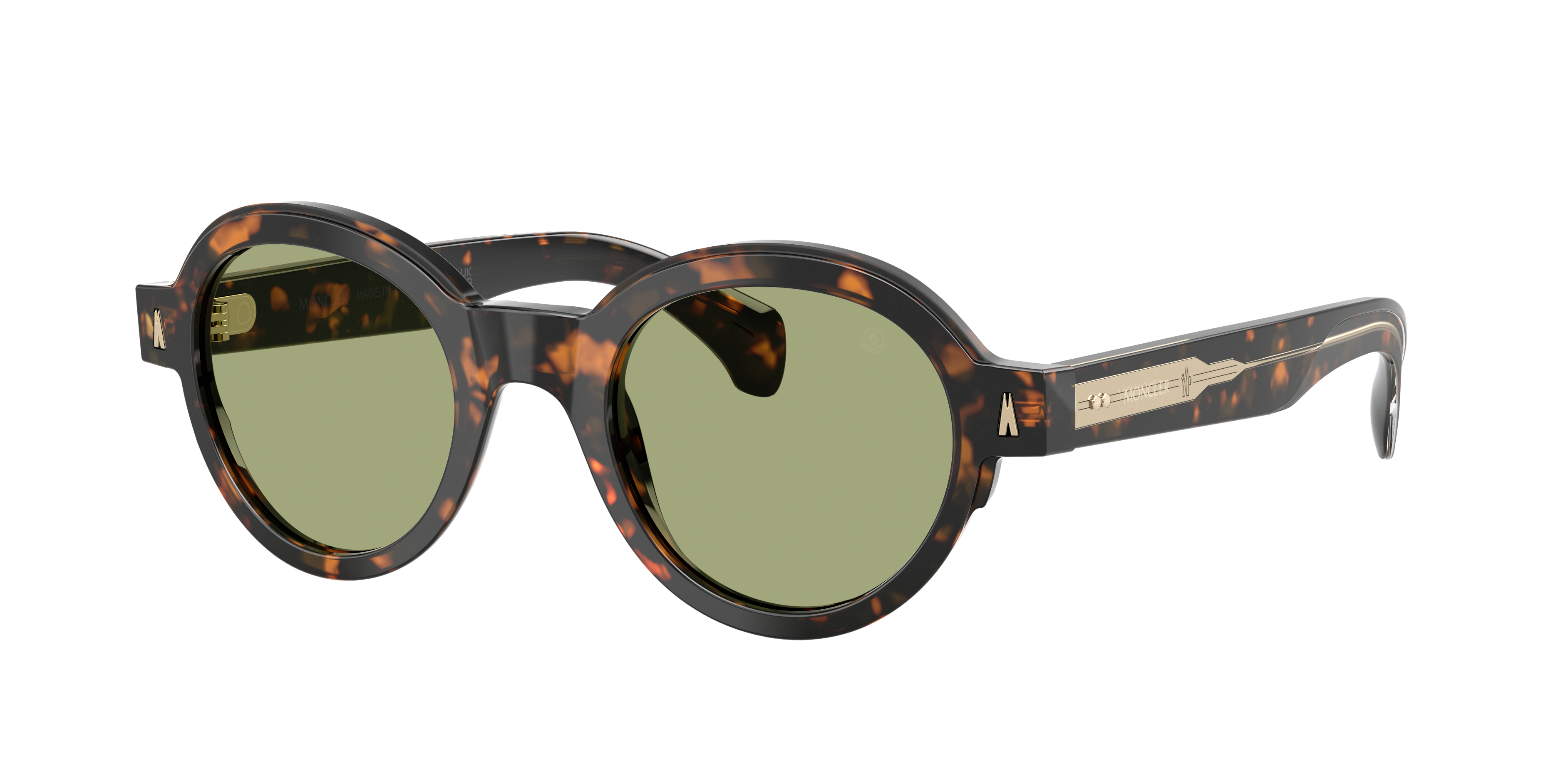 Moncler Unisex Sunglass ME6003 Rondosa -  Frame color: Brown Green Havana, Lens color: Green