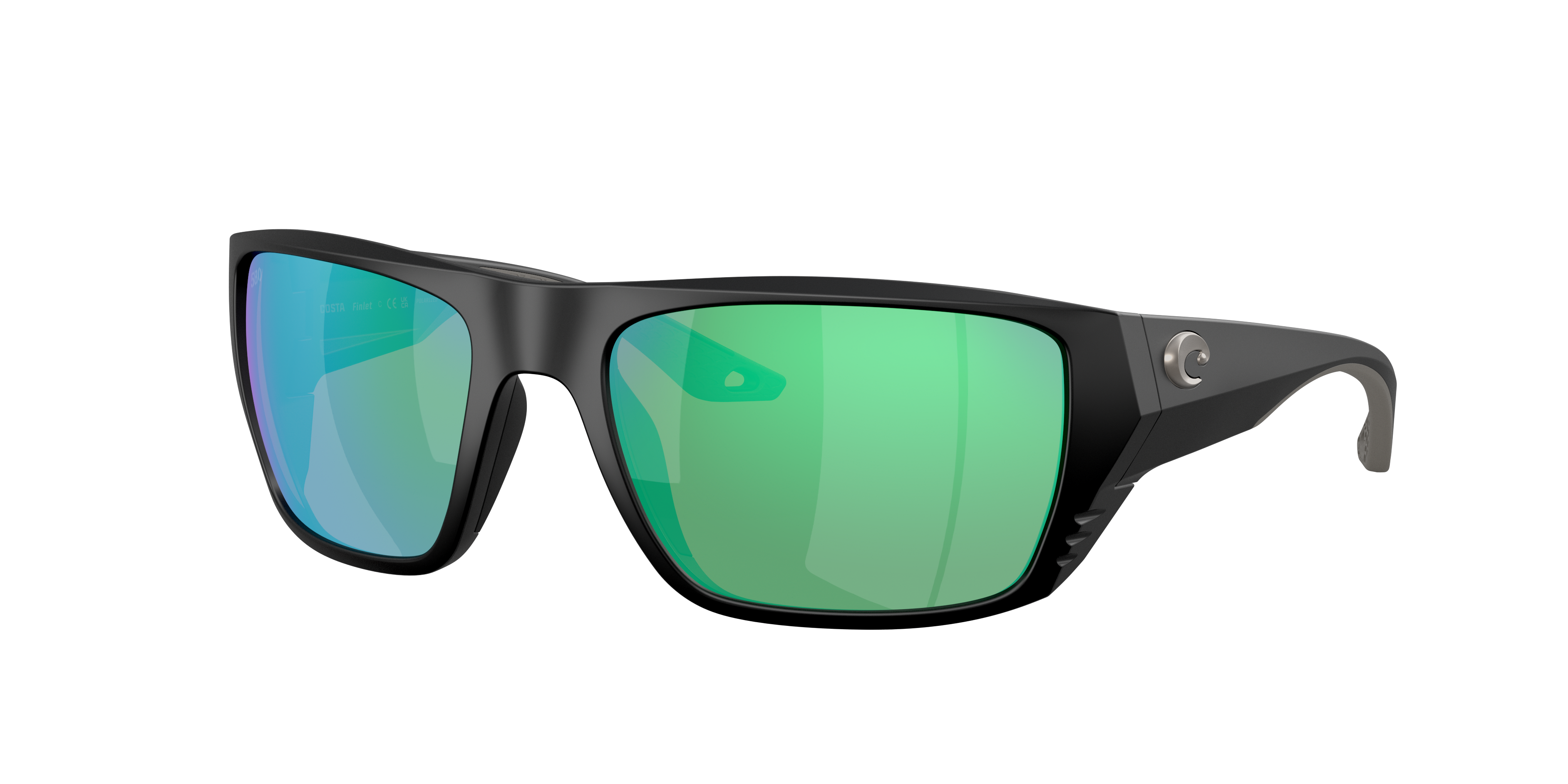 Costa Man Sunglass Finlet -  Frame color: Matte Black, Lens color: Green Mirror