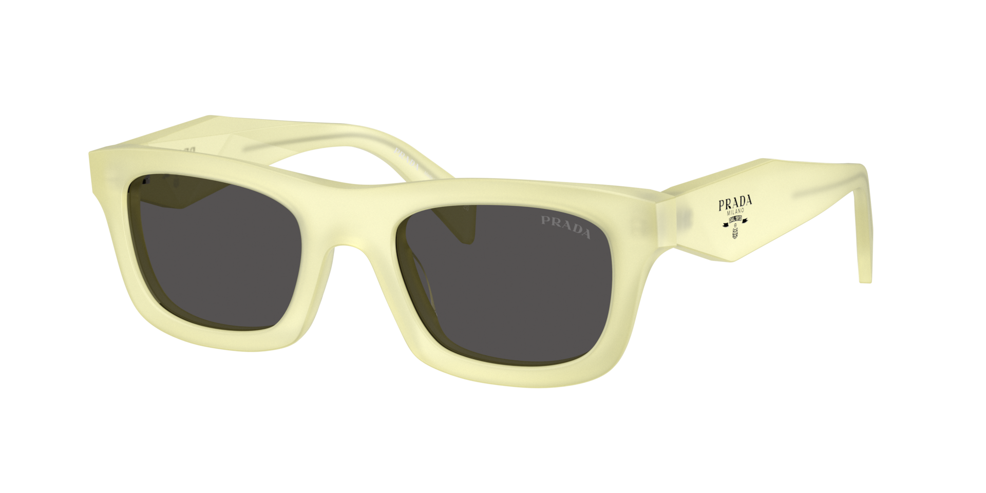 Prada Woman Sunglass PR C06S -  Frame color: Frosted Vanilla, Lens color: Dark Grey