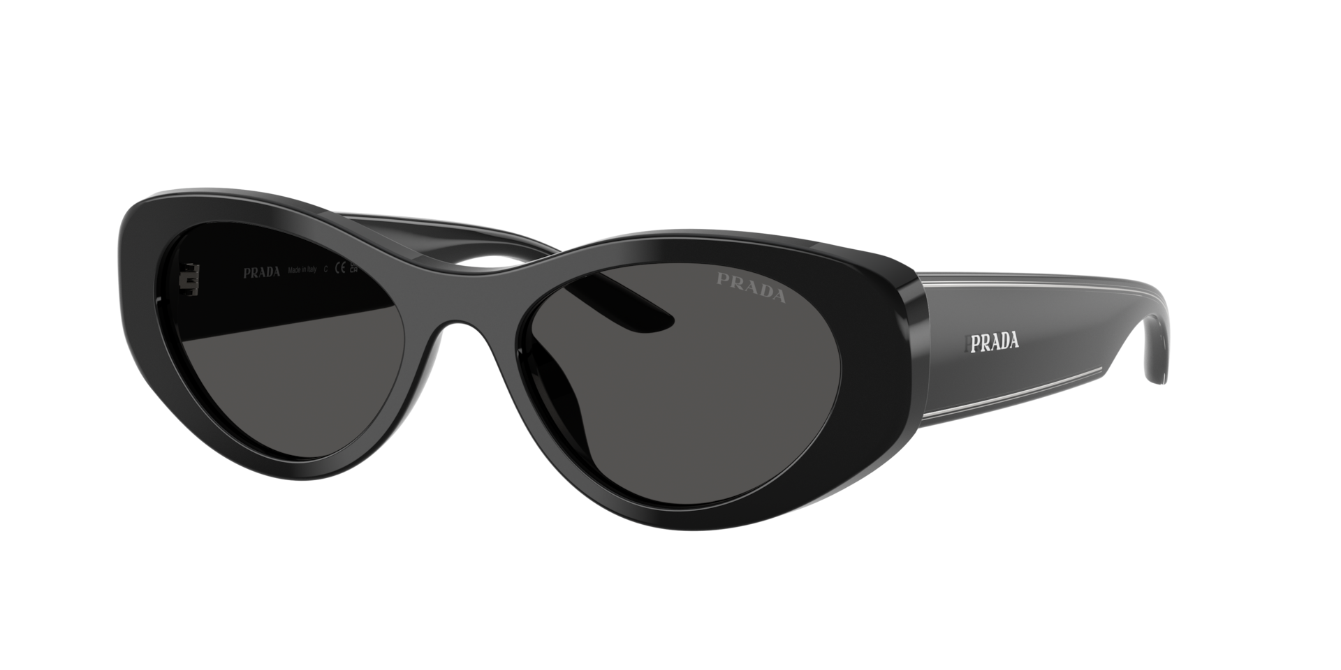 Prada Frau Sunglass PR D23SU - Rahmenfarbe: Schwarz, Linsenfarbe: Dunkelgrau
