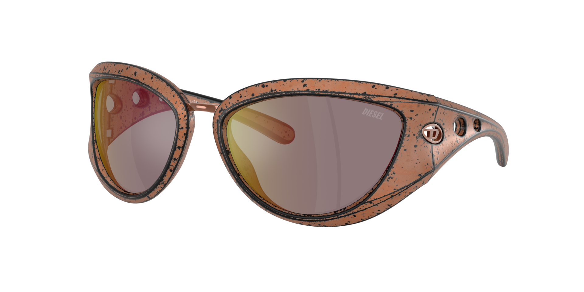 Diesel Unisex Sunglass DL3007U - Couleur du Monture Bronze Brushed Black Couleur de Lentille Effet miroir bronze 100 €