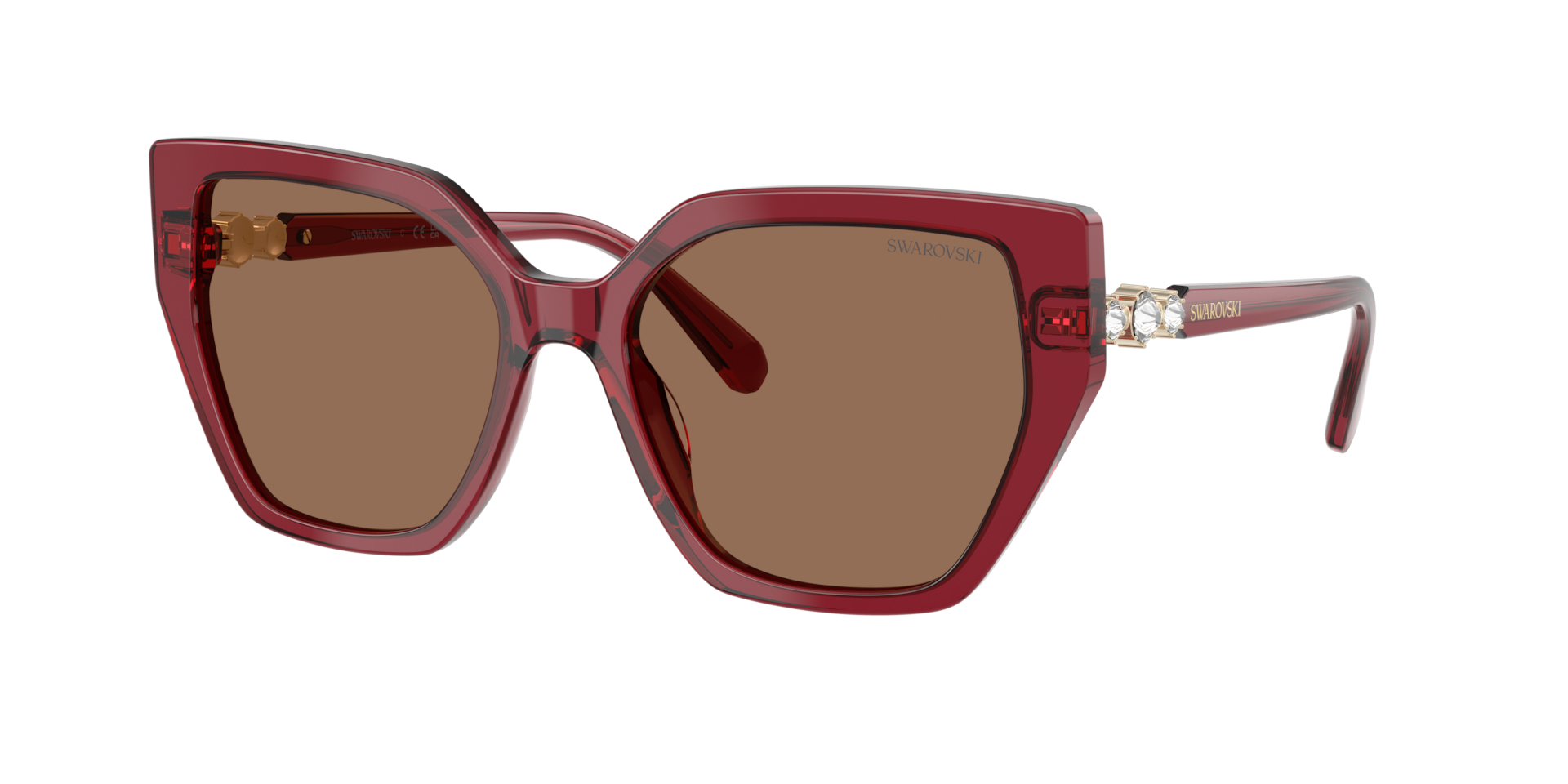 Swarovski Femme Sunglass SK6016 - Couleur du Monture Lie de vin transparent Couleur de Lentille Marron fonc 80 €