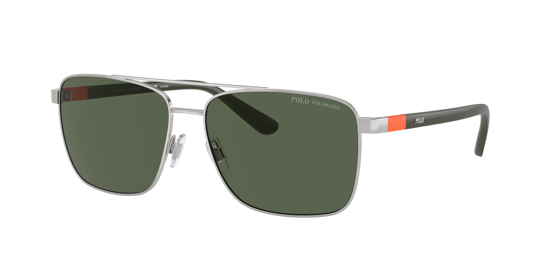 Polo Ralph Lauren Man Sunglass PH3137 -  Frame color: Shiny Silver, Lens color: Polarized Dark Green