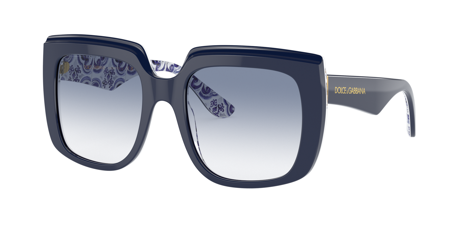Dolce&Gabbana Frau Sunglass DG4414 - Rahmenfarbe: Blue On Blue Maiolica, Linsenfarbe: Transparent Verlaufstönung Hellblau