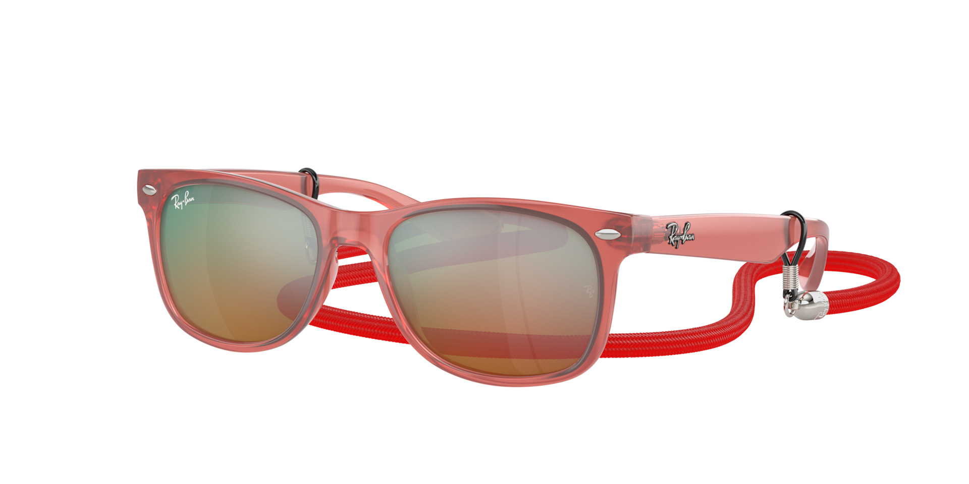 Ray-Ban Unisex Sunglass New Wayfarer Kids -  Frame color: Opal Red, Lens color: Orange