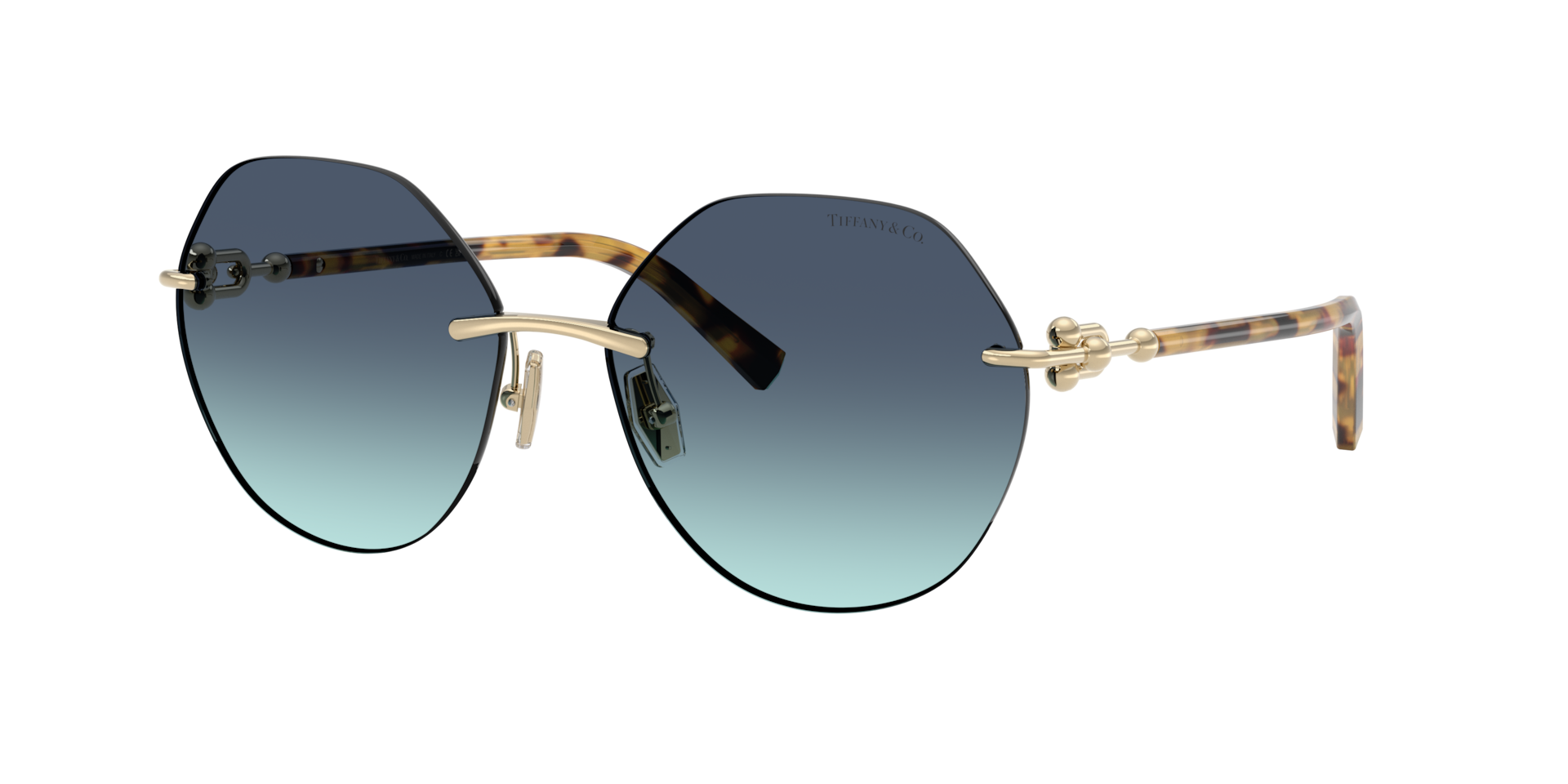 Tiffany & Co. Woman Sunglass TF3123 - Frame color: Pale Gold, Lens color: Azure Gradient Blue