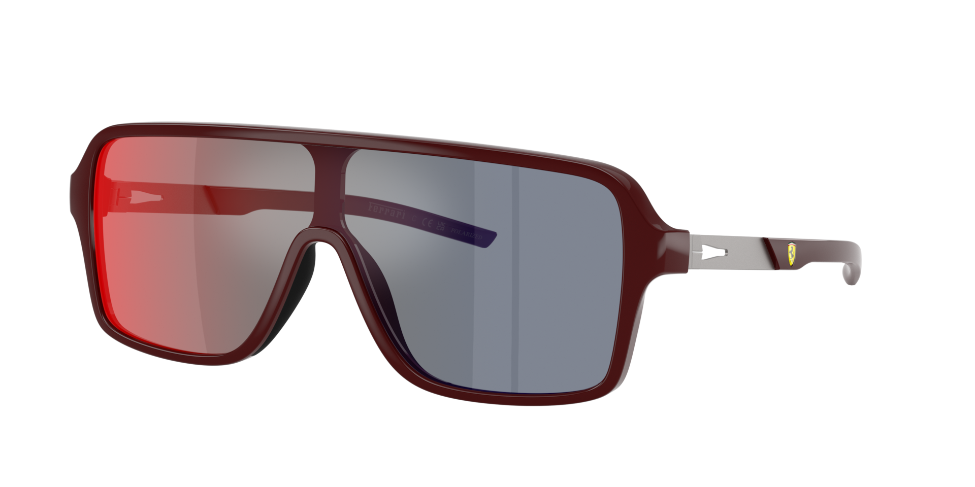 Scuderia Ferrari Homme Sunglass FZ6022U - Couleur du Monture Rouge Bordeaux Brillant Couleur de Lentille Gris fonc RougeJaune effet miroir 155 €