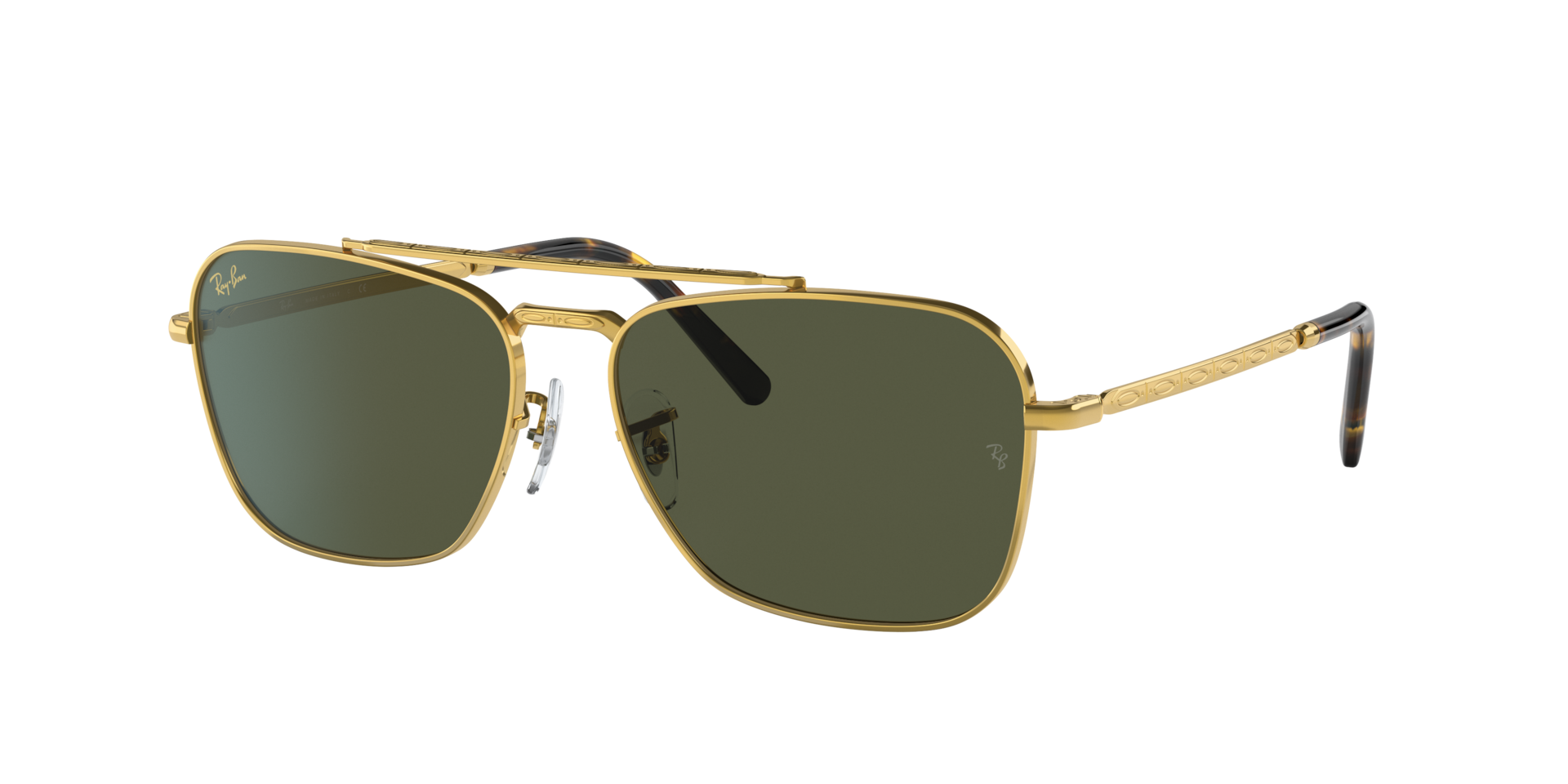 RayBan Unisex Sunglass New Caravan   Frame color Gold Lens color Green