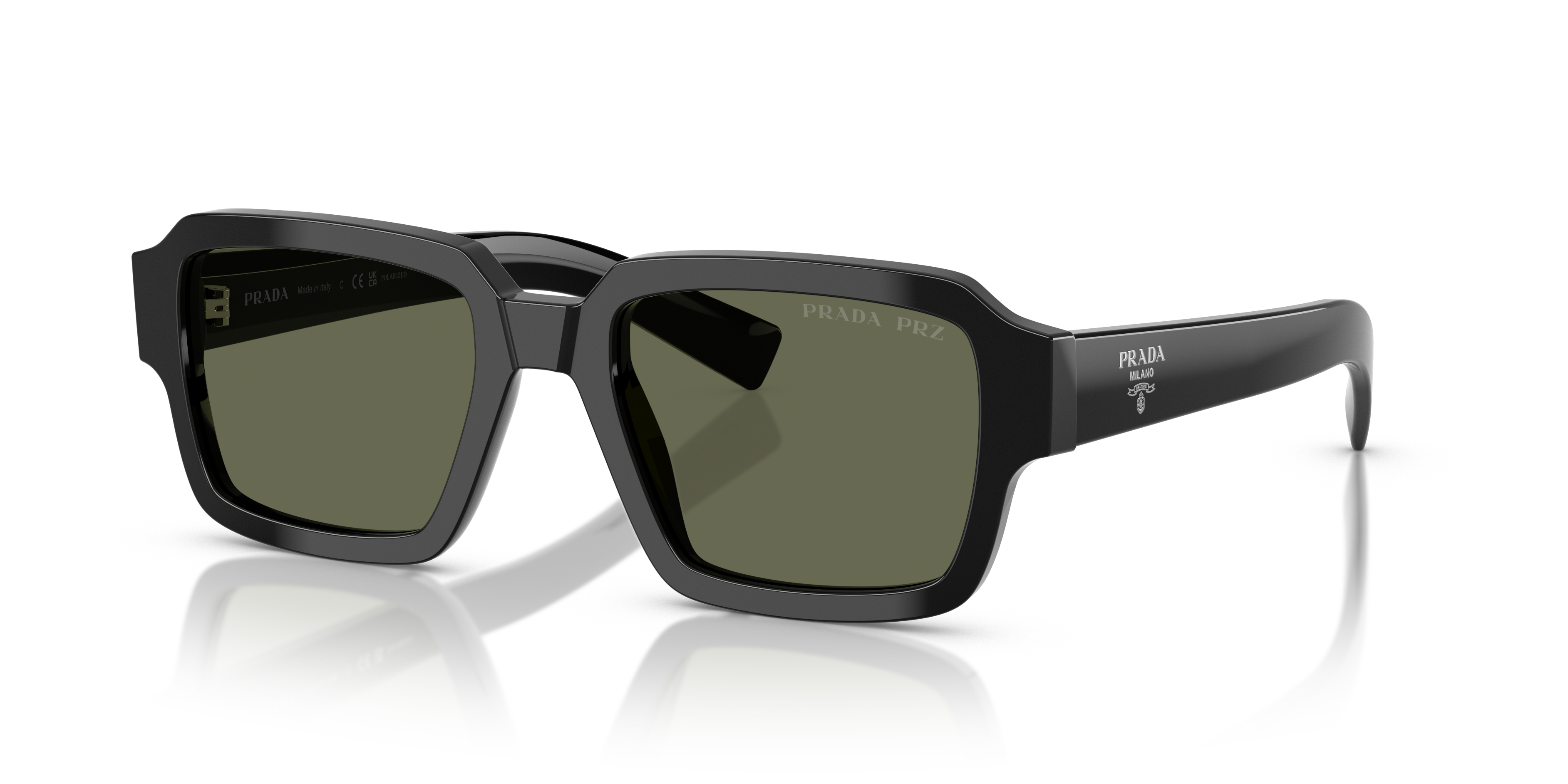 Prada PR 02ZSF M (54 - 19) with Green lenses and Black frame
