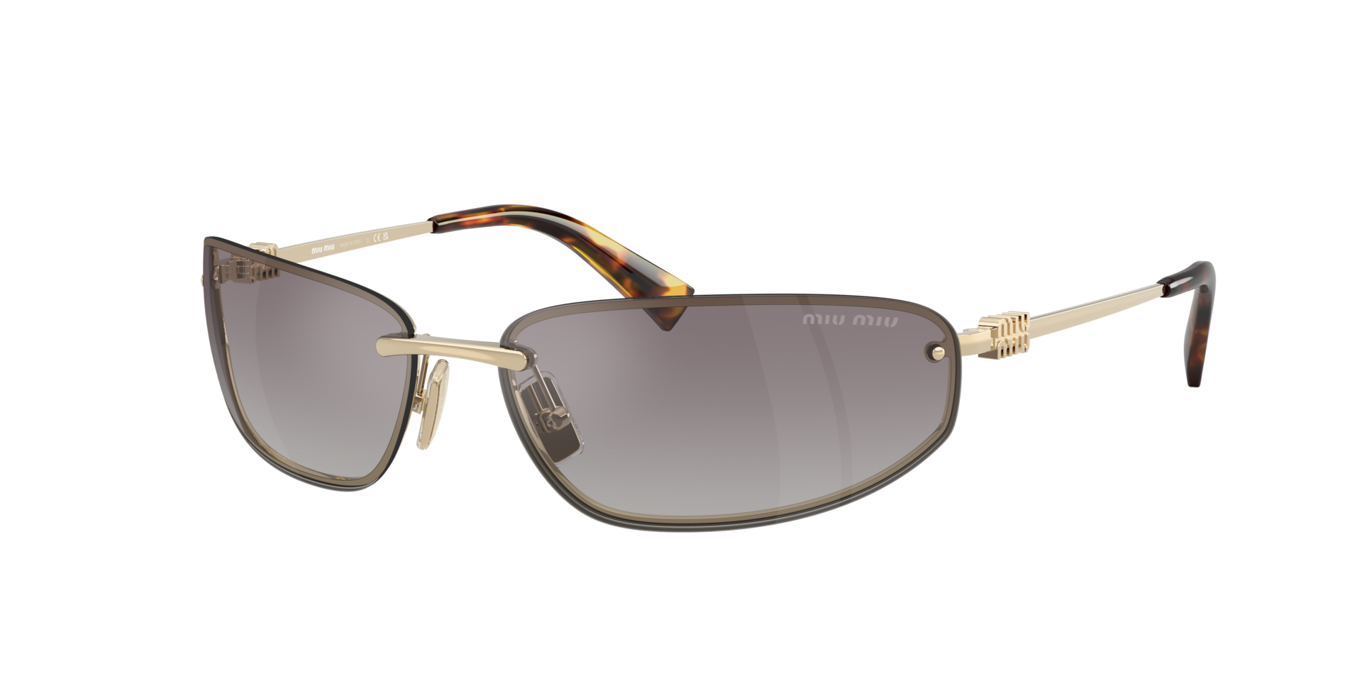 Miu Miu Woman Sunglass MU A50S -  Frame color: Pale Gold, Lens color: Gradient Blue Mirror Silver
