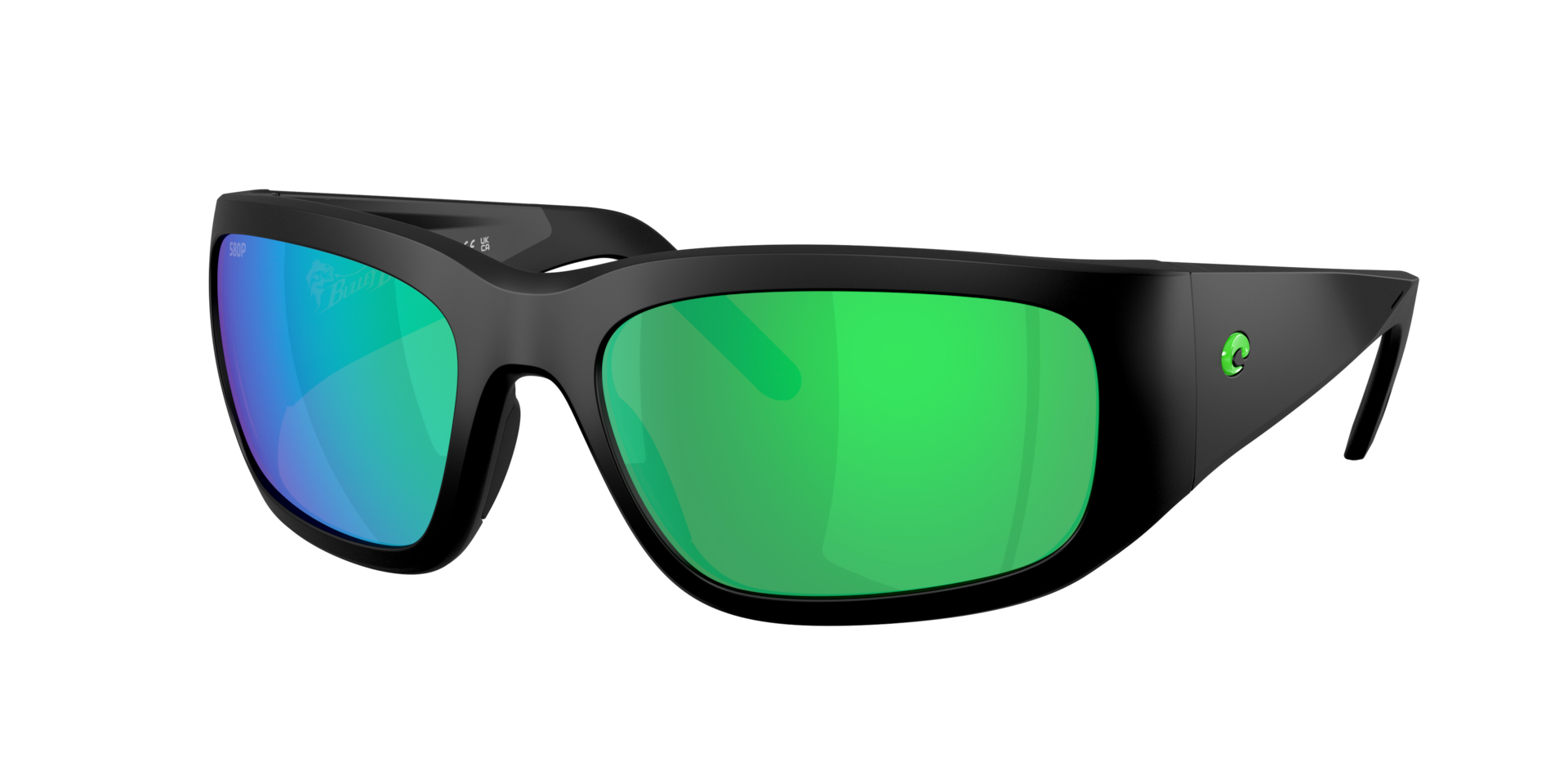 Costa Del Mar Performance Bulley Bait Men's Matte Black XXL Frame Green Mirror 580P Polarized Lens Sunglasses 06S9139-91390364