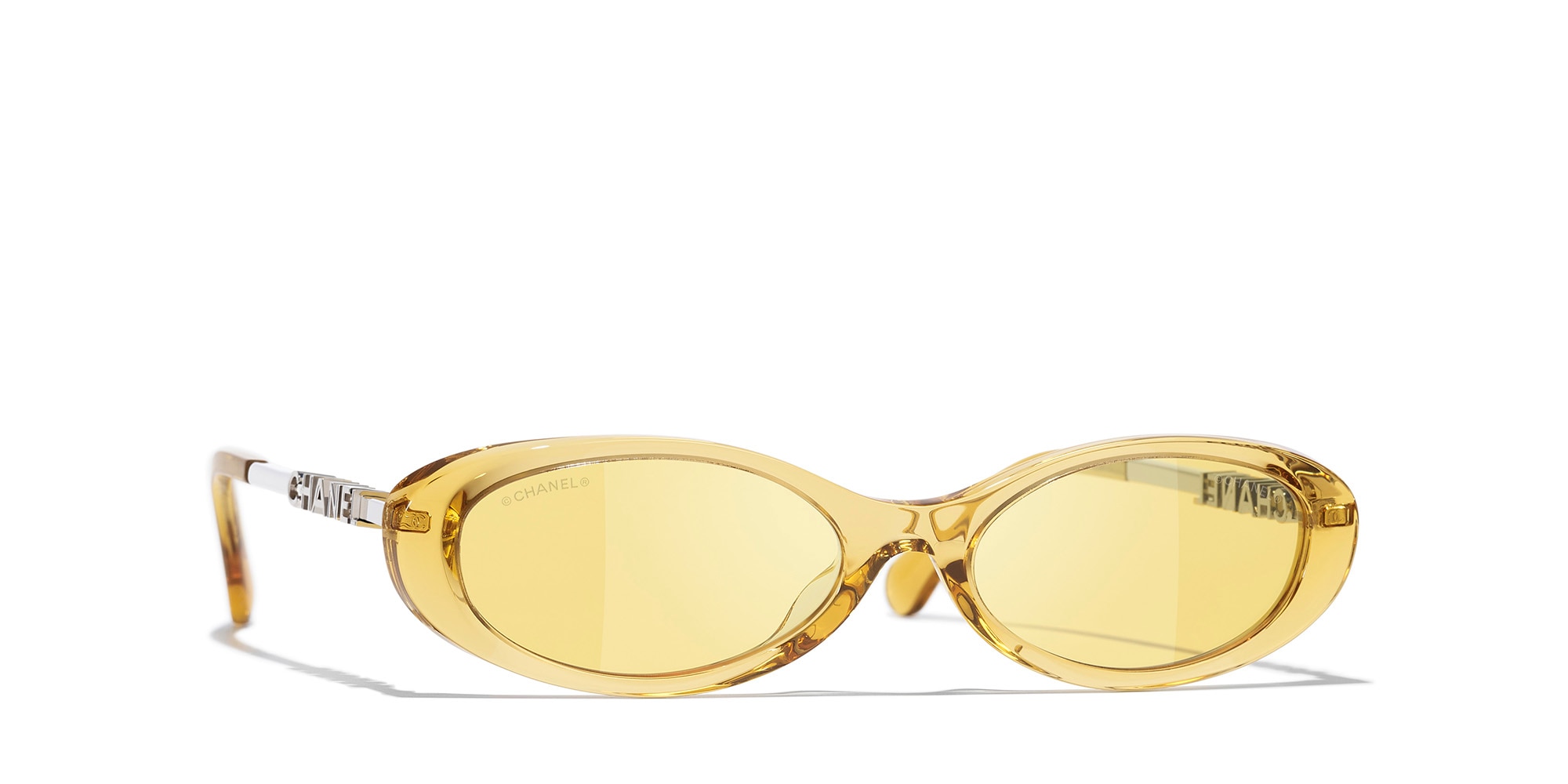 Chanel Woman Sunglass Oval Sunglasses CH5565 CH5565 -  Frame color: Transparent Yellow, Lens color: Yellow