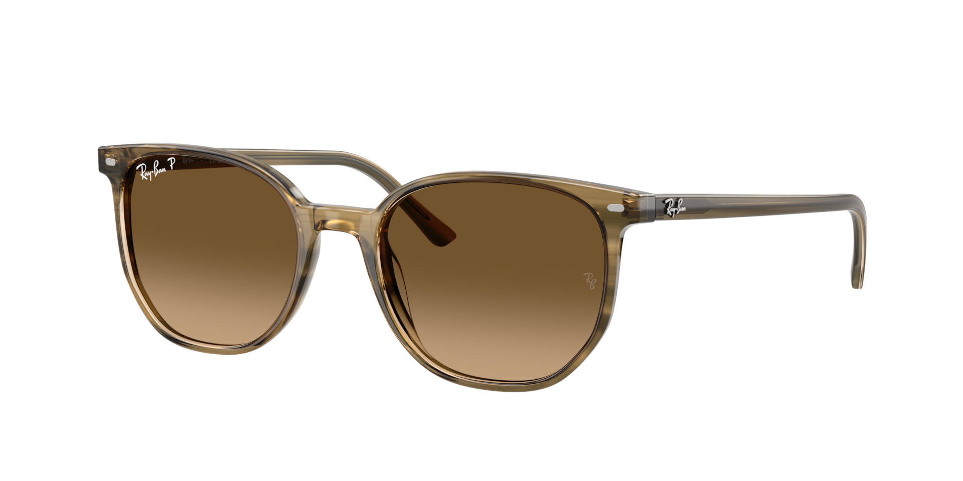 Ray-Ban Unisex Sunglass Elliot -  Frame color: Striped Green, Lens color: Polarized Brown Gradient