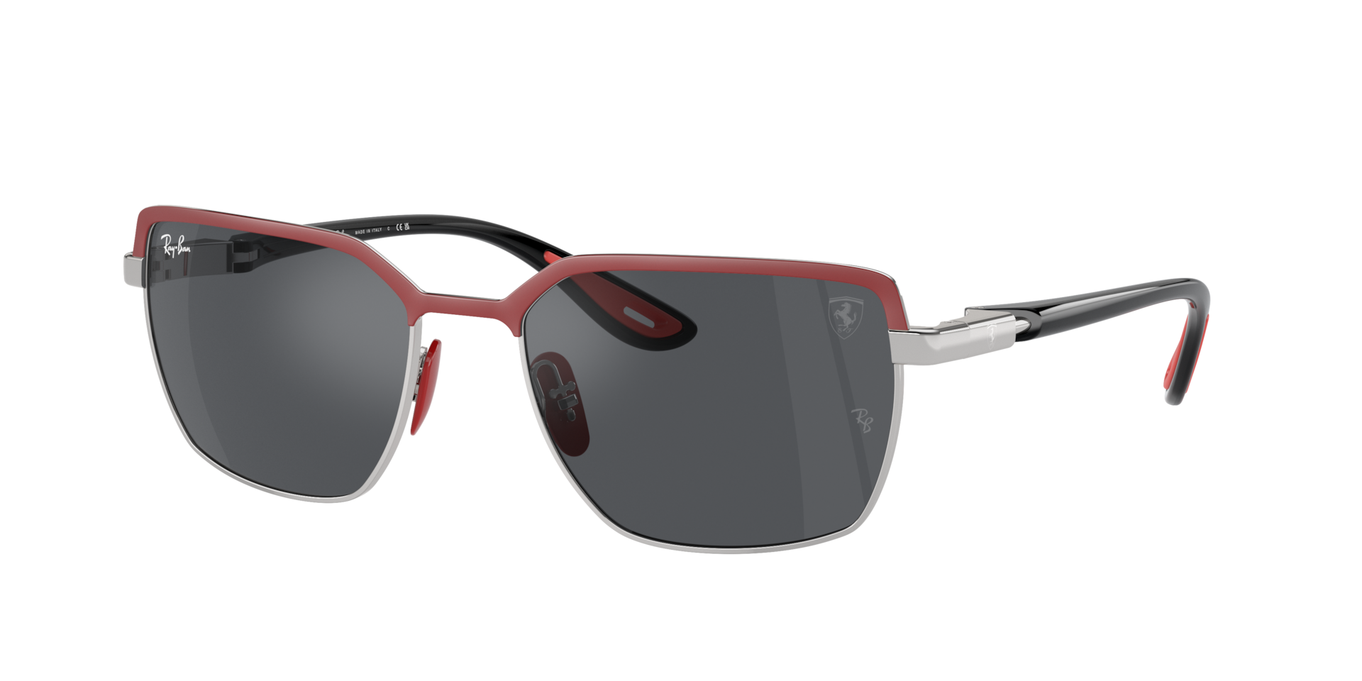 Ray-Ban Unisex Sunglass RB3743M Scuderia Ferrari Collection -  Frame color: Red On Gunmetal, Lens color: Dark Grey