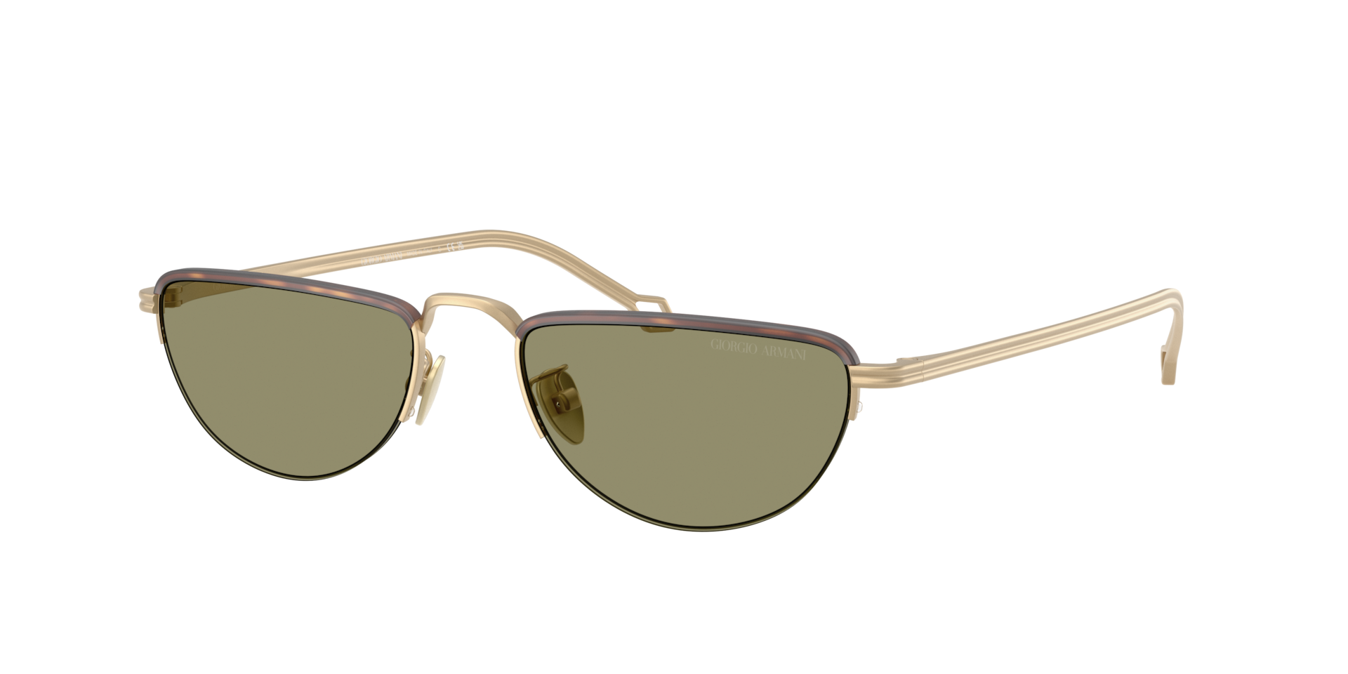 Giorgio Armani Mann Sunglass AR6166J - Rahmenfarbe: Matt Hellgold, Linsenfarbe: Grün