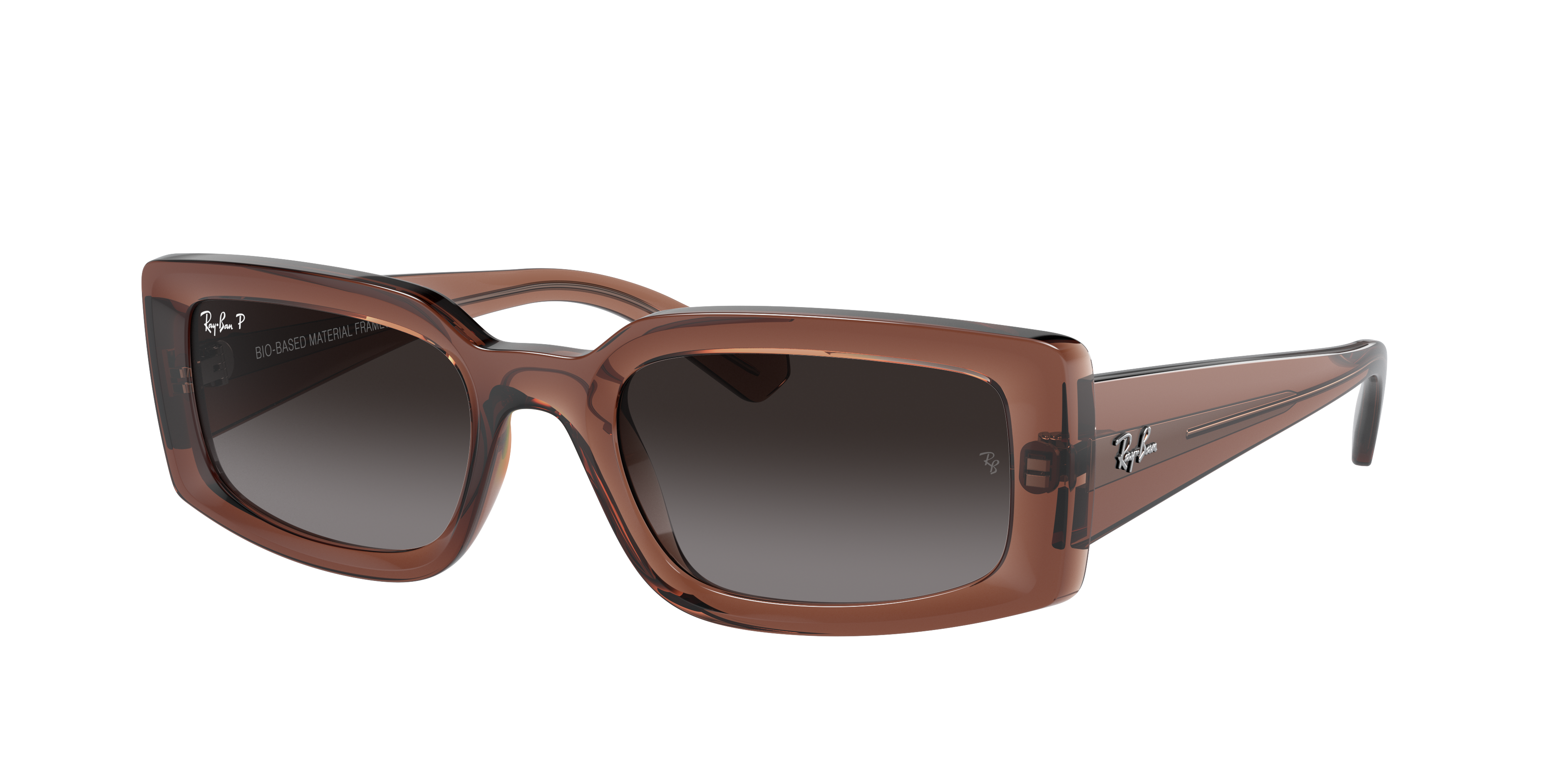 Ray-Ban KILIANE bio based スクエア サングラス Ray-Ban Kiliane Bio-Based M (54 - 21) with Grey lenses and Brown