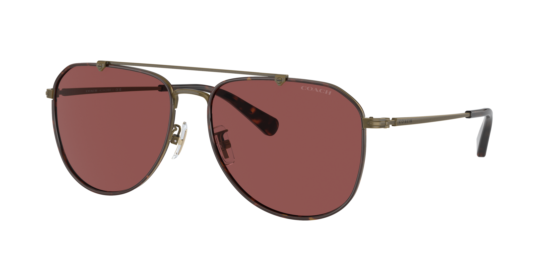Coach Homme Sunglass CR626 - Couleur du Monture Or patin caille de tortue fonce Couleur de Lentille Vin 69 €