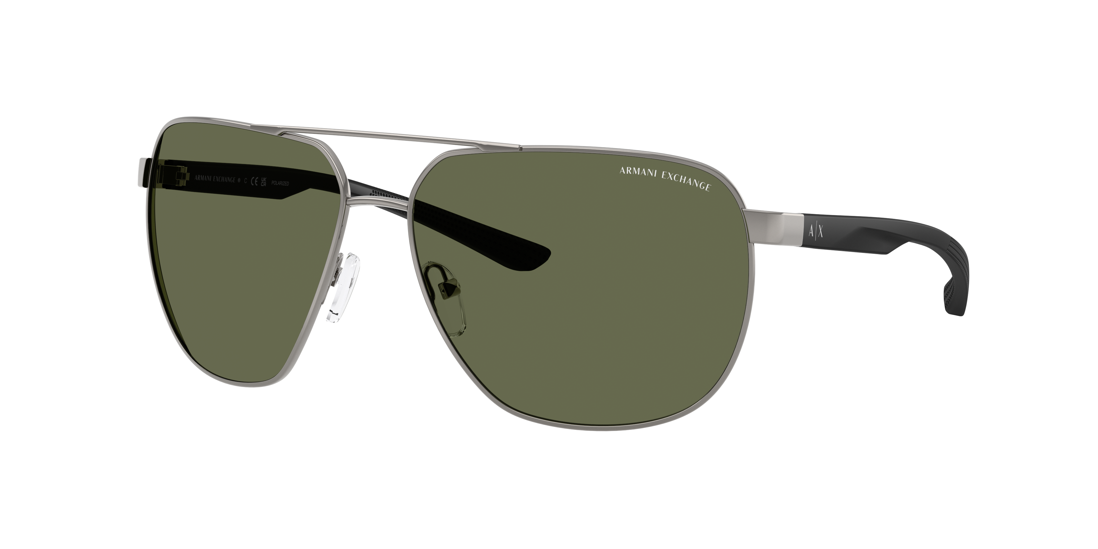 Armani Exchange Man Sunglass AX2047S -  Frame color: Shiny Gunmetal, Lens color: Dark Green Polarized